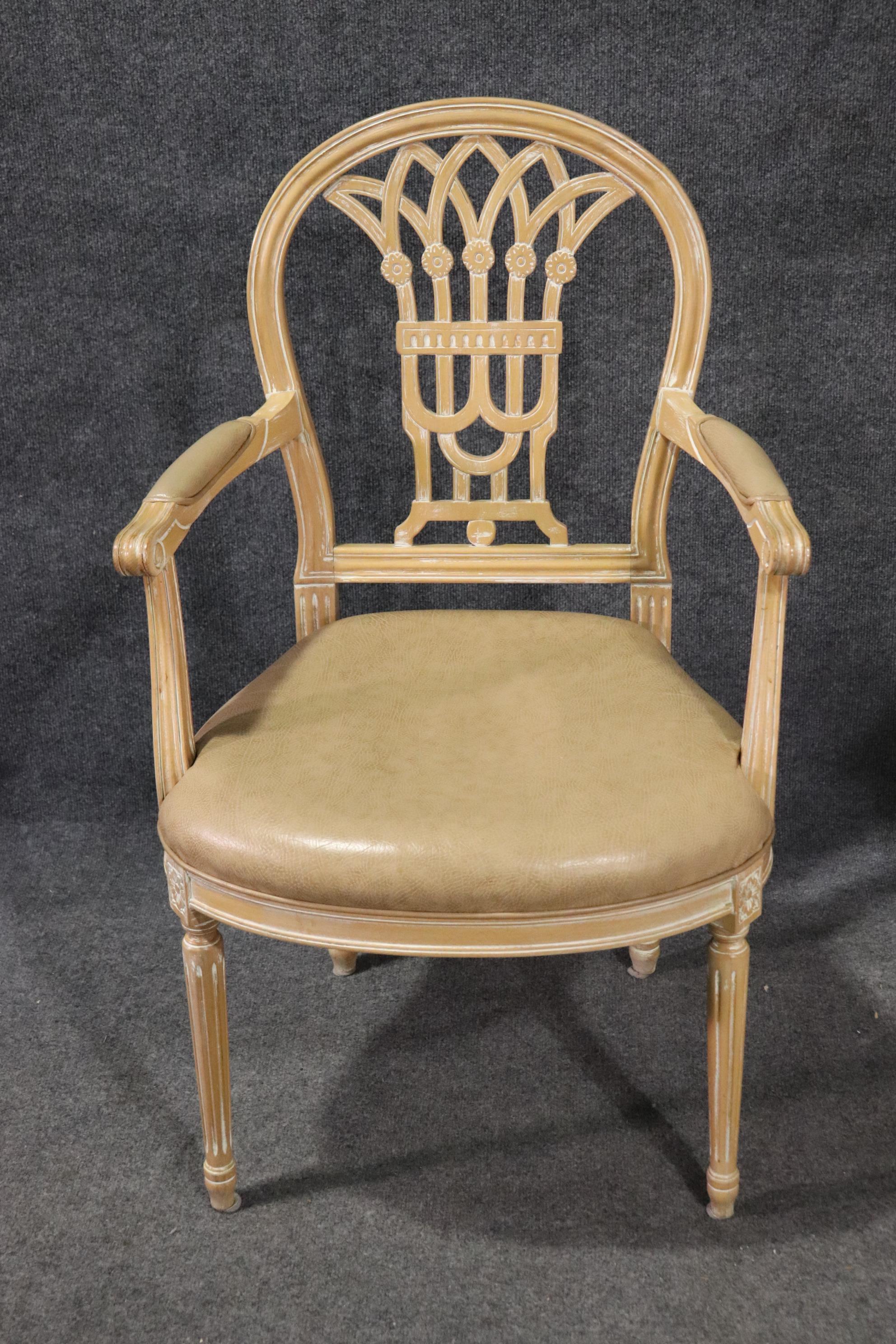 Set 6 French Louis XVI Style White washed Dining Chairs 3
