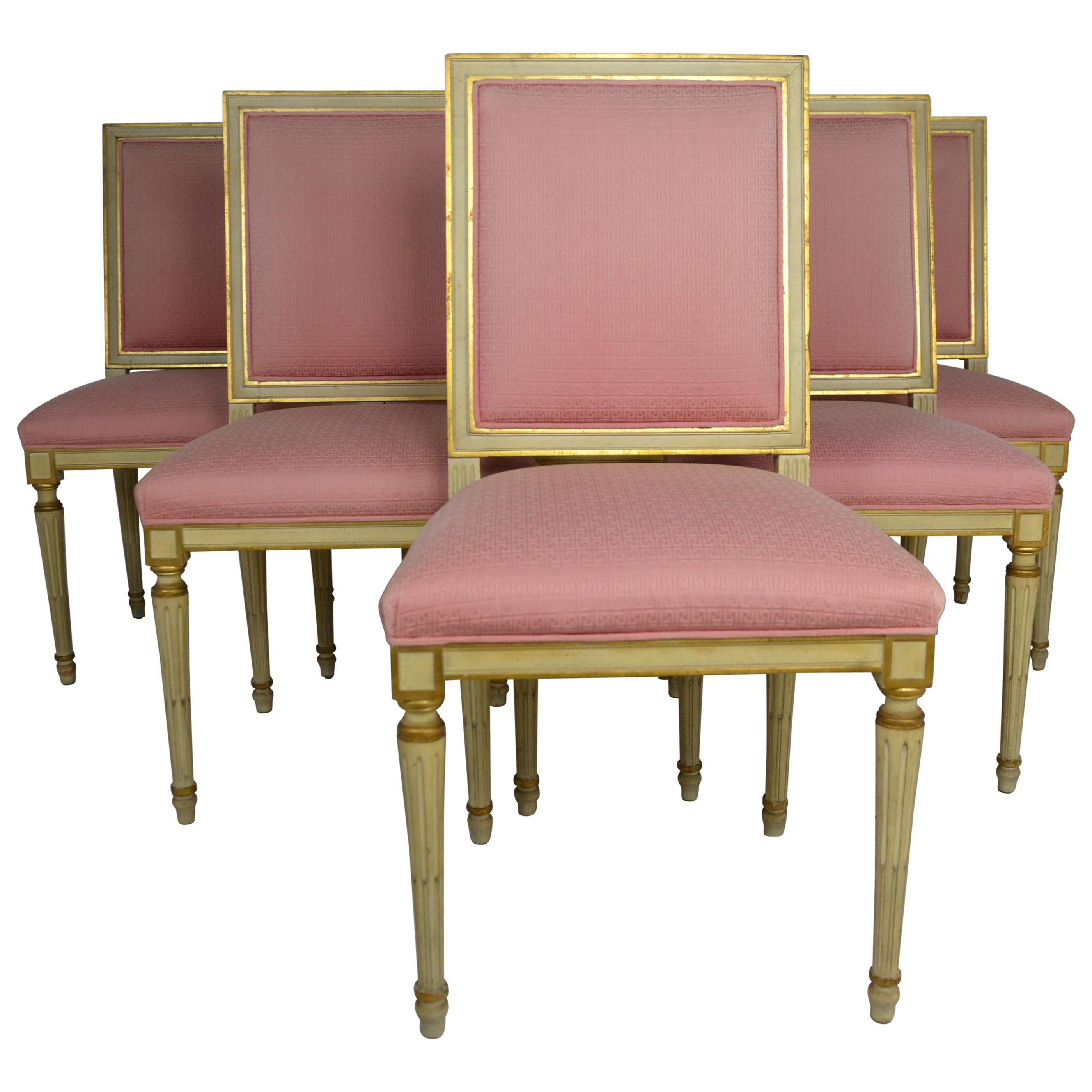 Set 6 French Painted Dining Chairs