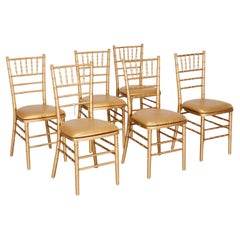 Set (6) Gold "Chiavari" Style Ballroom Chairs with Gold Seat Cushions