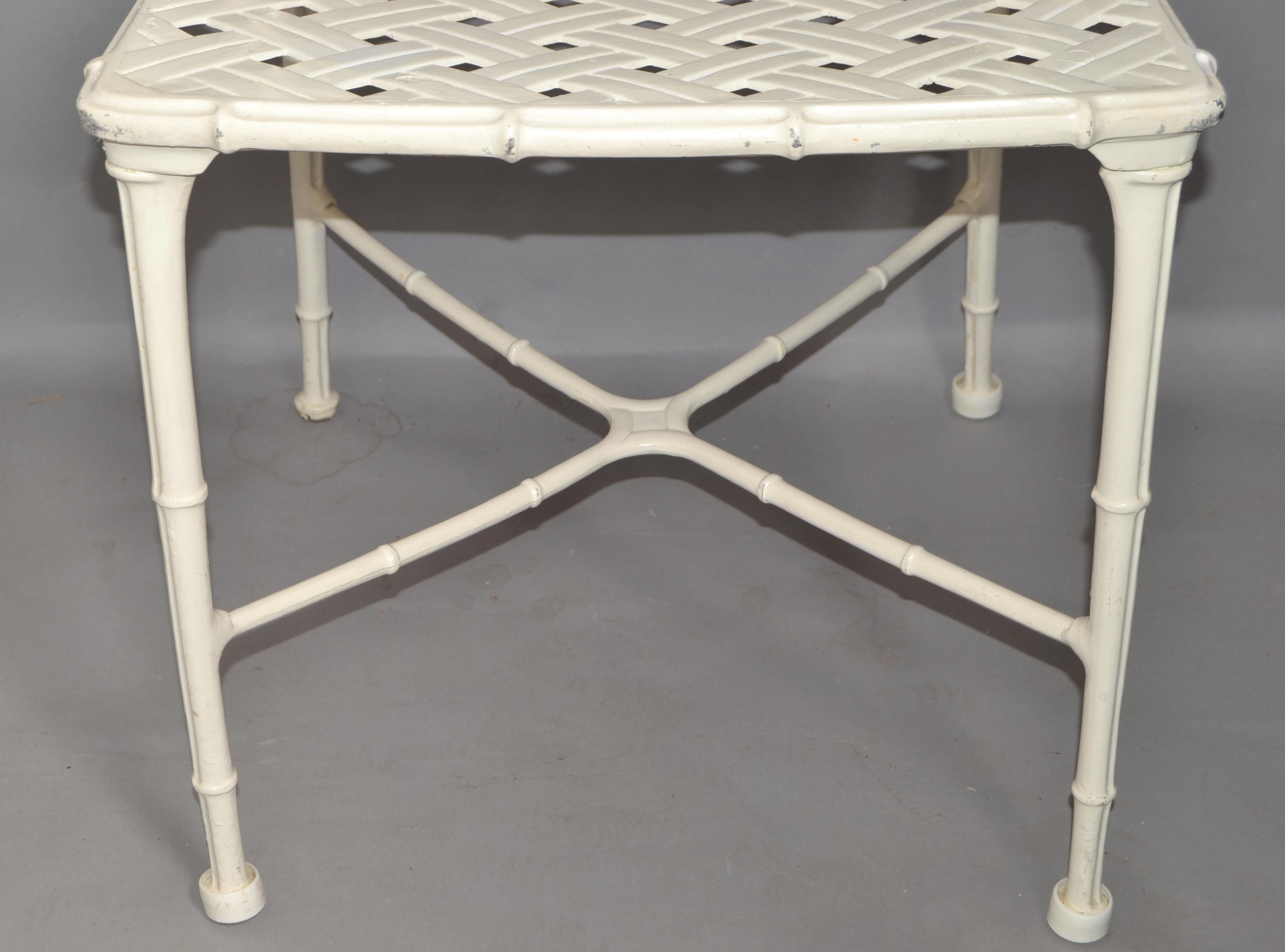 Set 6 Hall Bradley Calcutta Outdoor White Distressed Finished Dining Chairs 1960 For Sale 6