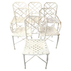 Set 6 Hall Bradley Calcutta Outdoor White Distressed Finished Dining Chairs 1960