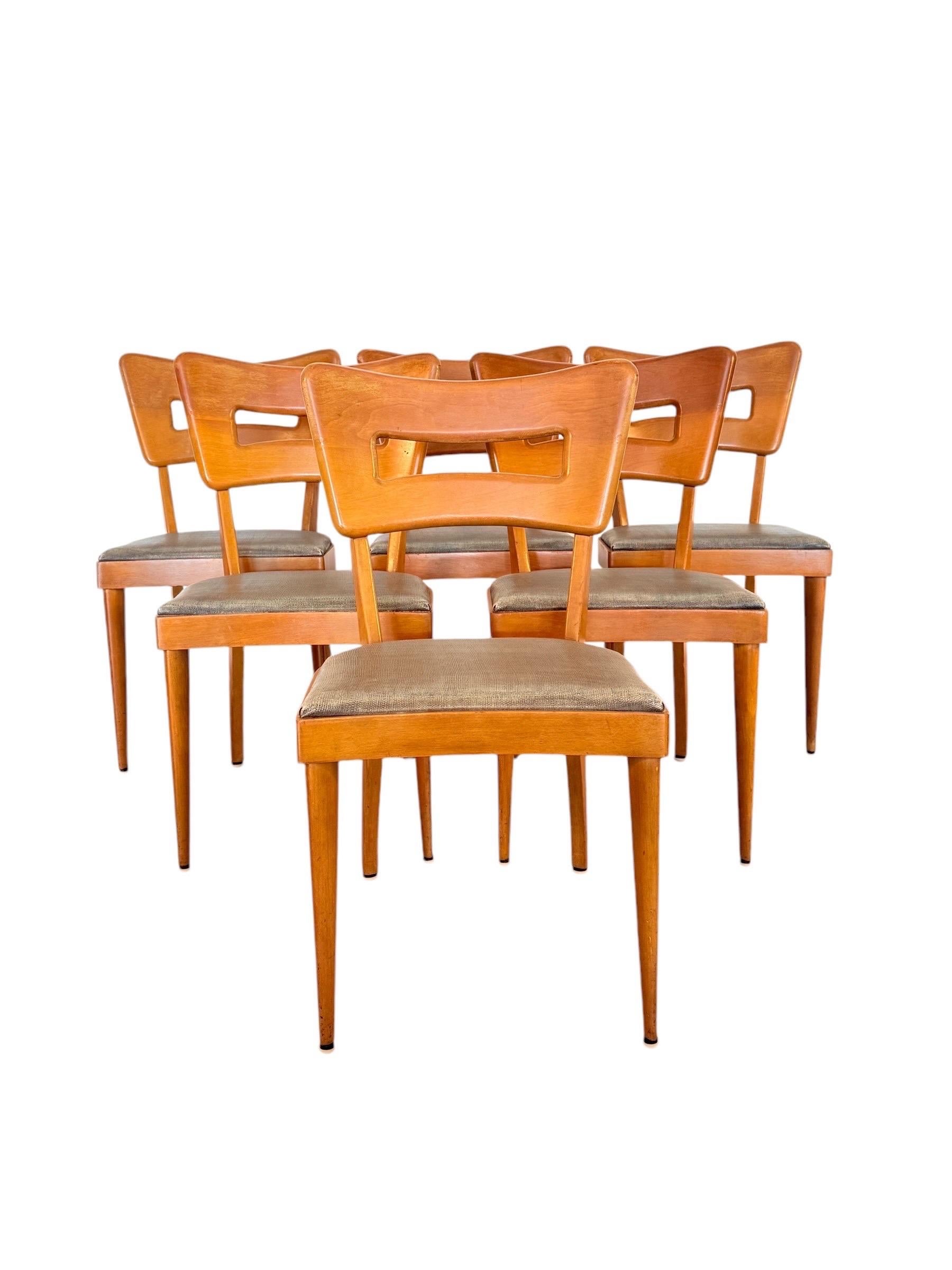 Maple Set 6 Heywood Wakefield Dog Bone Chairs