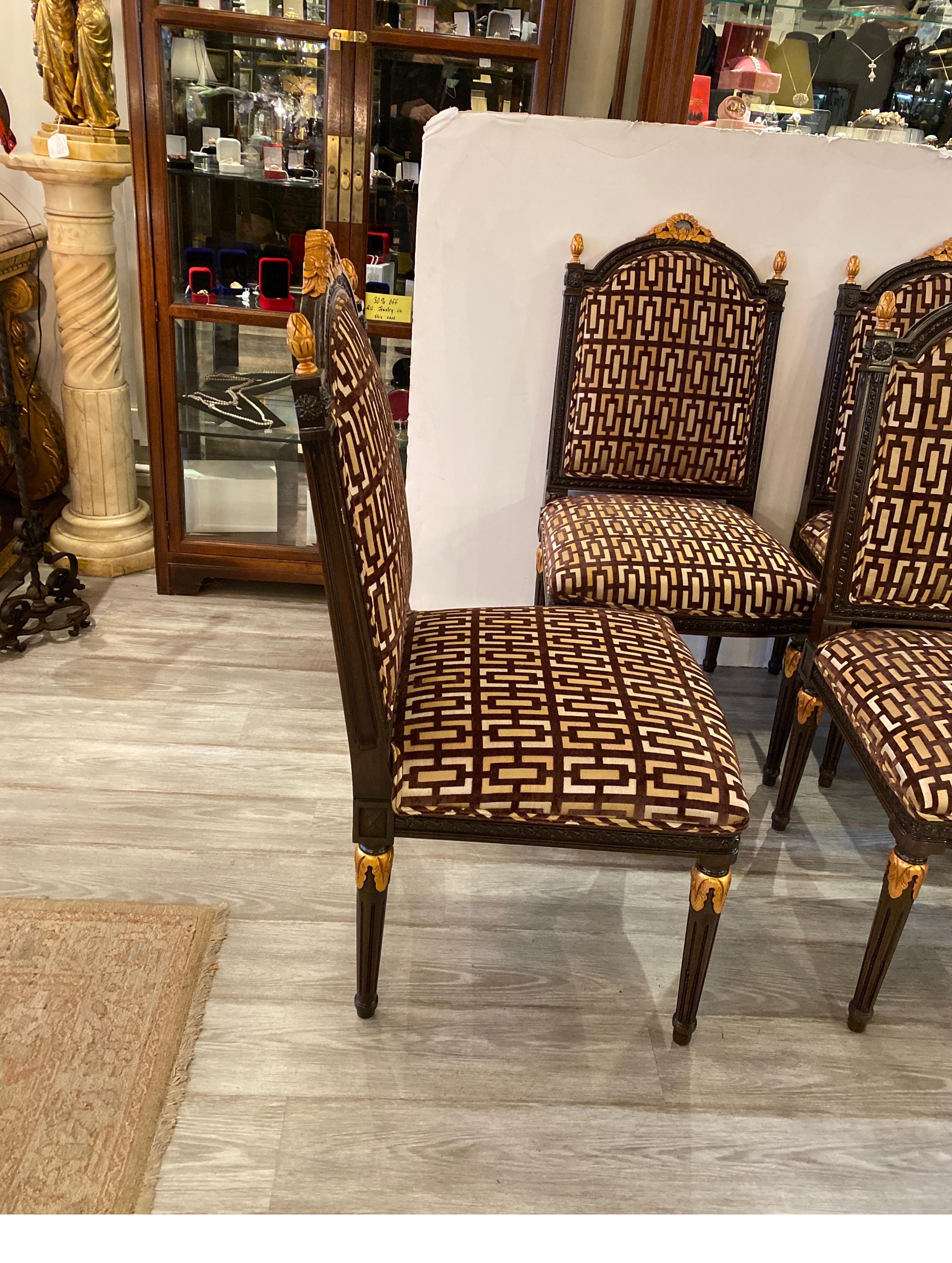 Set 6 Hollywood Regency French Style Side Chairs For Sale at 1stDibs