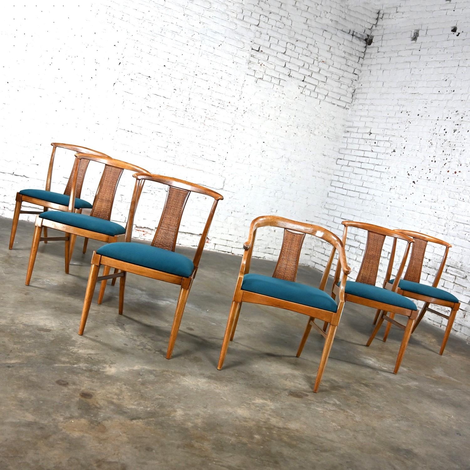 Wood Set 6 Hollywood Regency Tamerlane Yoke Back Dining Chairs by Thomasville