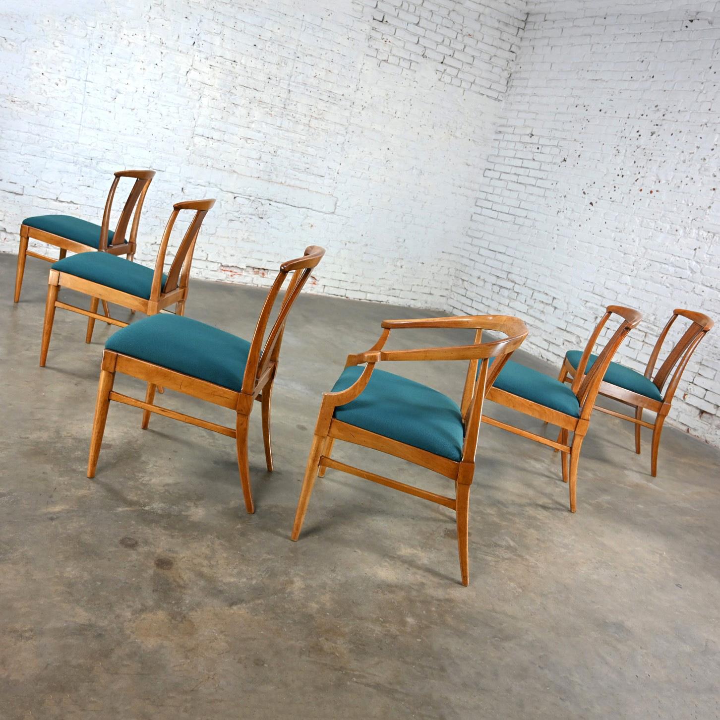 Set 6 Hollywood Regency Tamerlane Yoke Back Dining Chairs by Thomasville 5