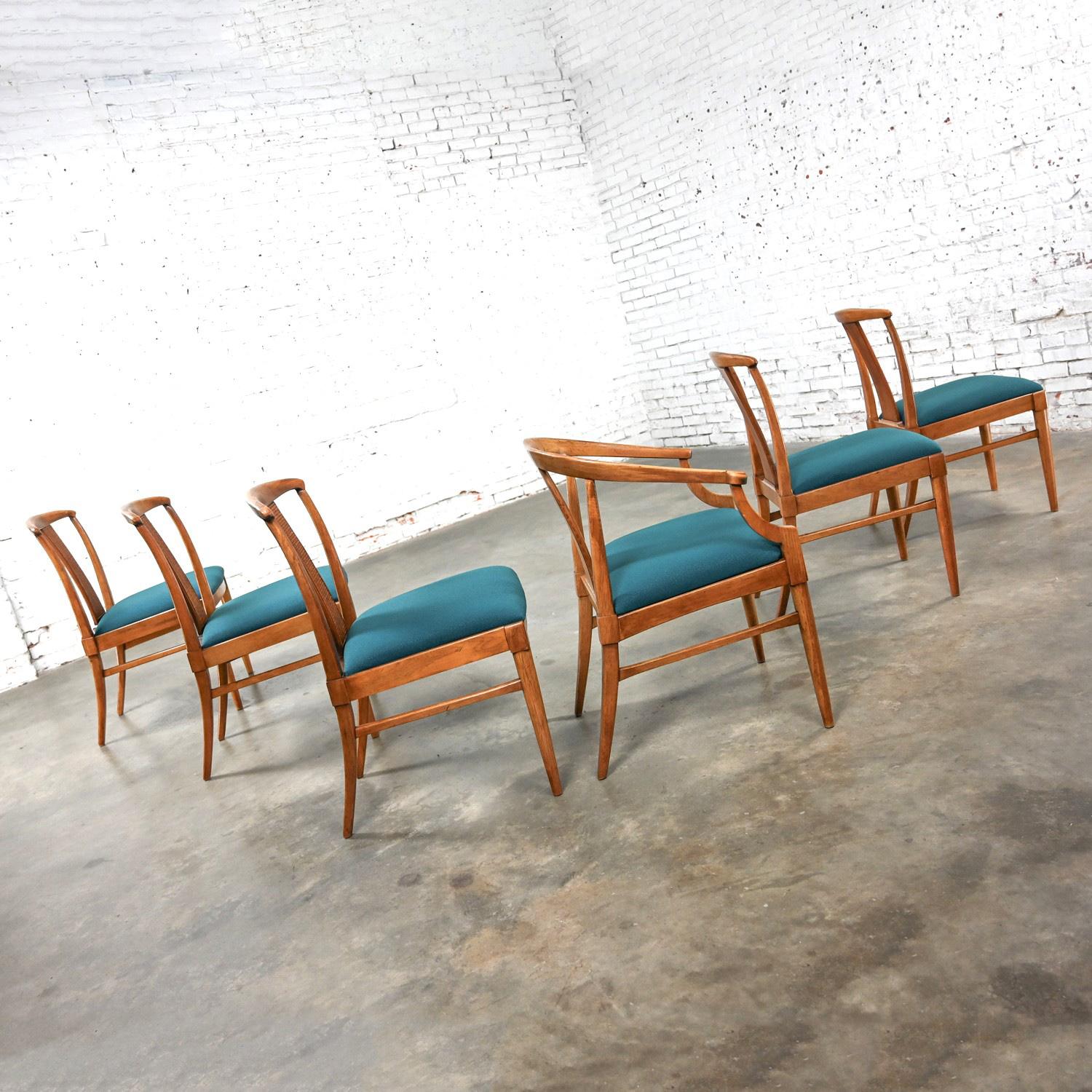 Set 6 Hollywood Regency Tamerlane Yoke Back Dining Chairs by Thomasville 6