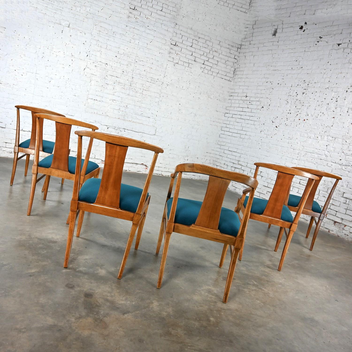 Set 6 Hollywood Regency Tamerlane Yoke Back Dining Chairs by Thomasville 7