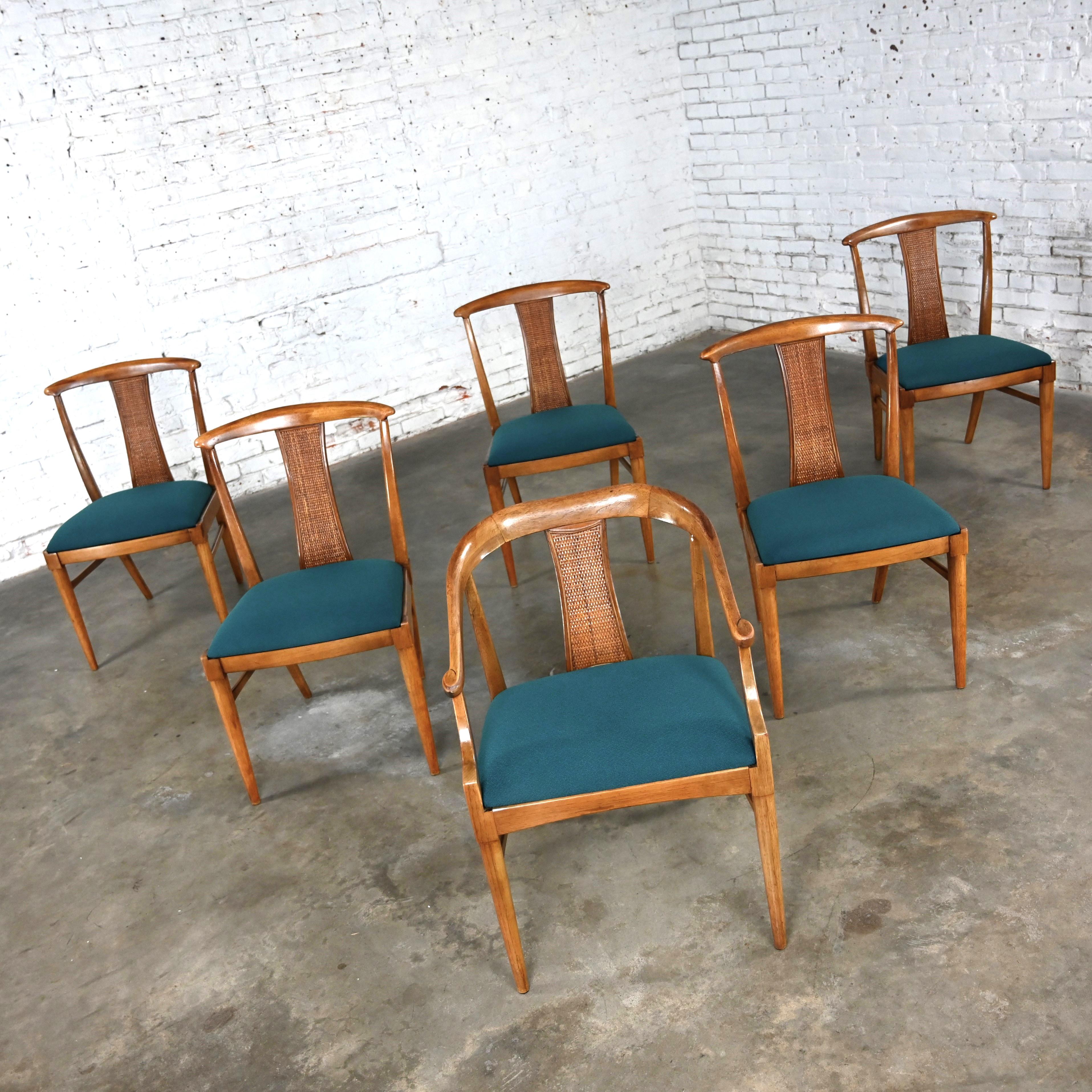 American Set 6 Hollywood Regency Tamerlane Yoke Back Dining Chairs by Thomasville