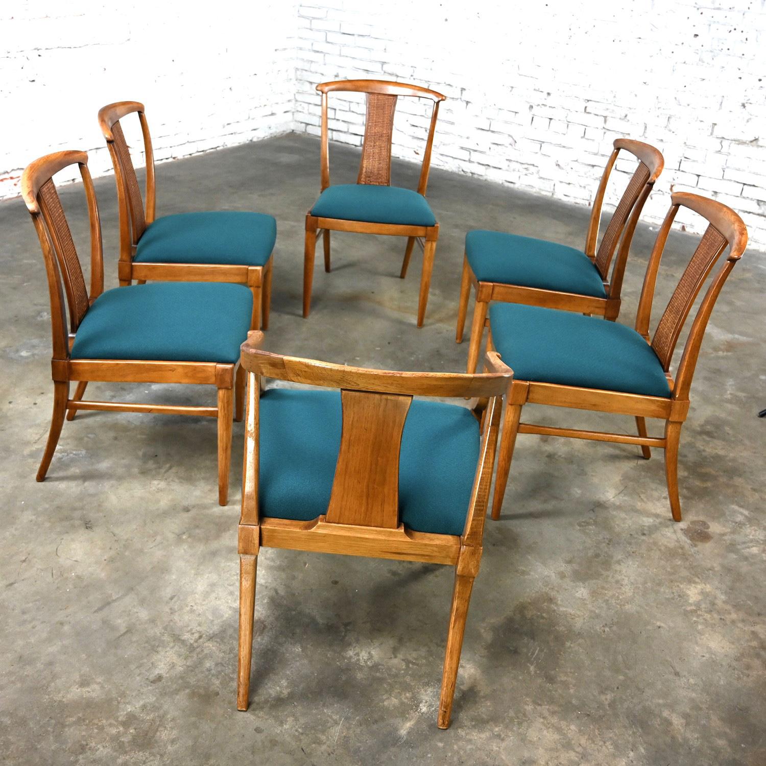 20th Century Set 6 Hollywood Regency Tamerlane Yoke Back Dining Chairs by Thomasville