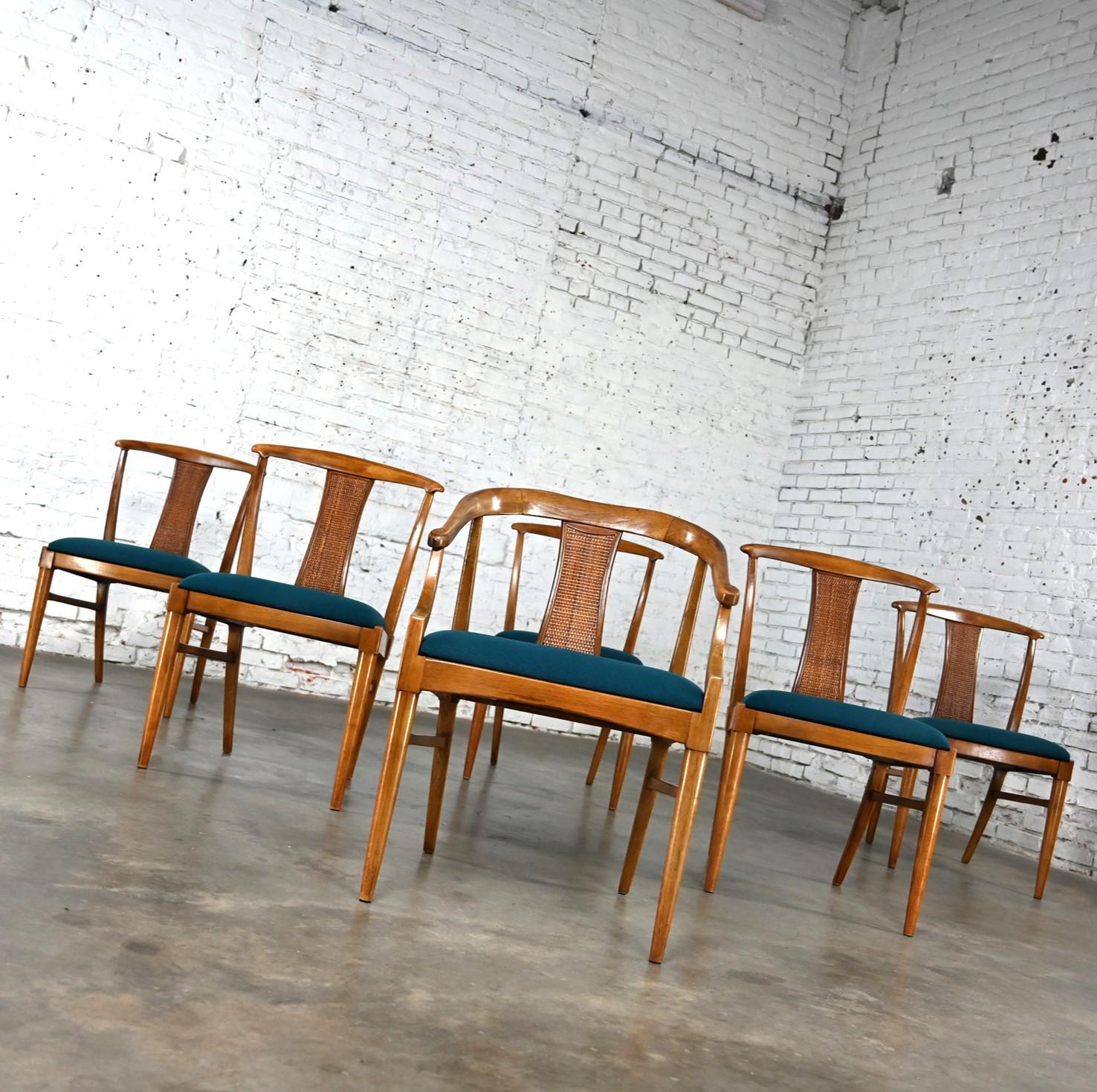 Set 6 Hollywood Regency Tamerlane Yoke Back Dining Chairs by Thomasville 2