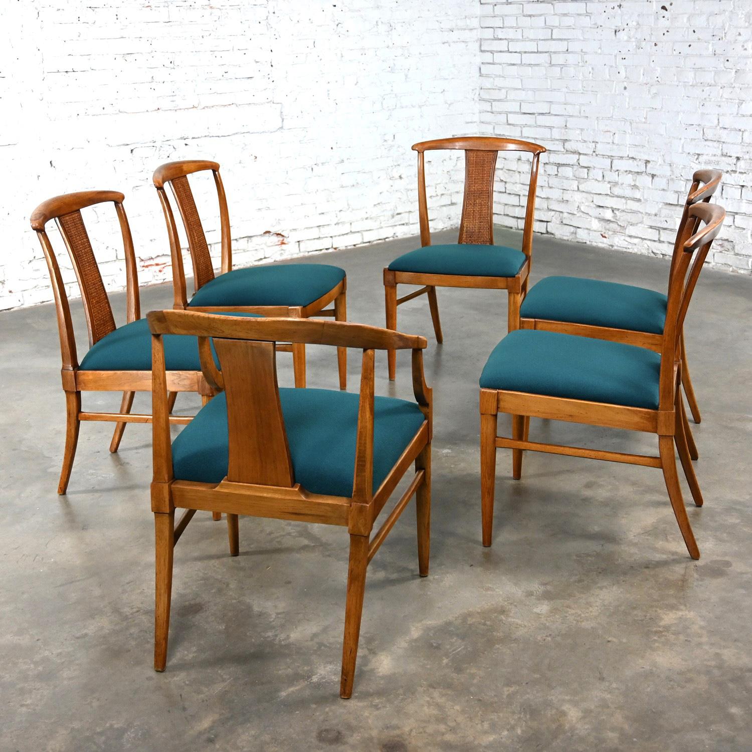 Set 6 Hollywood Regency Tamerlane Yoke Back Dining Chairs by Thomasville 3