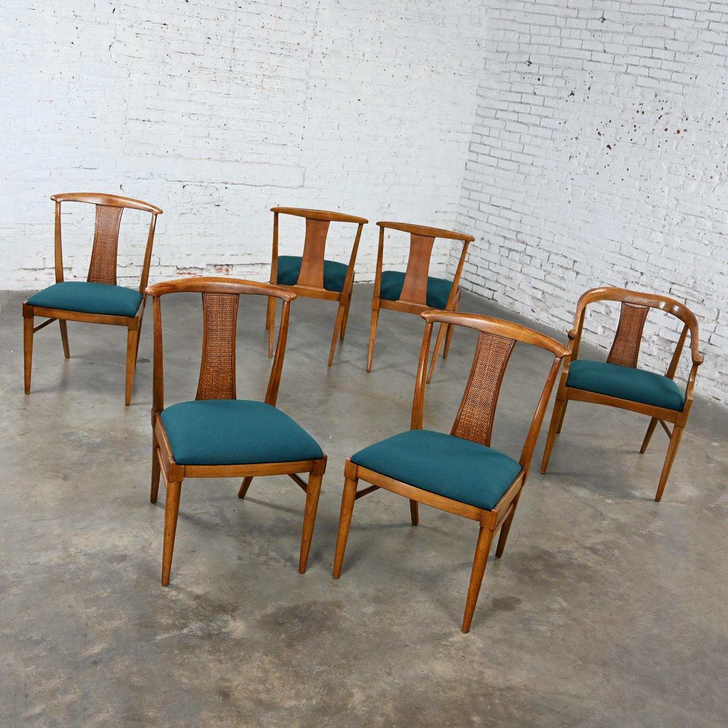 Set 6 Hollywood Regency Tamerlane Yoke Back Dining Chairs by Thomasville 4