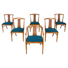 Set 6 Hollywood Regency Tamerlane Yoke Back Dining Chairs by Thomasville