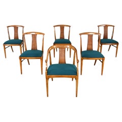 Retro Set 6 Hollywood Regency Tamerlane Yoke Back Dining Chairs by Thomasville  