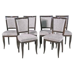 Set 6 Italian Modern Art Deco Walnut Hued Beech Dining Chairs