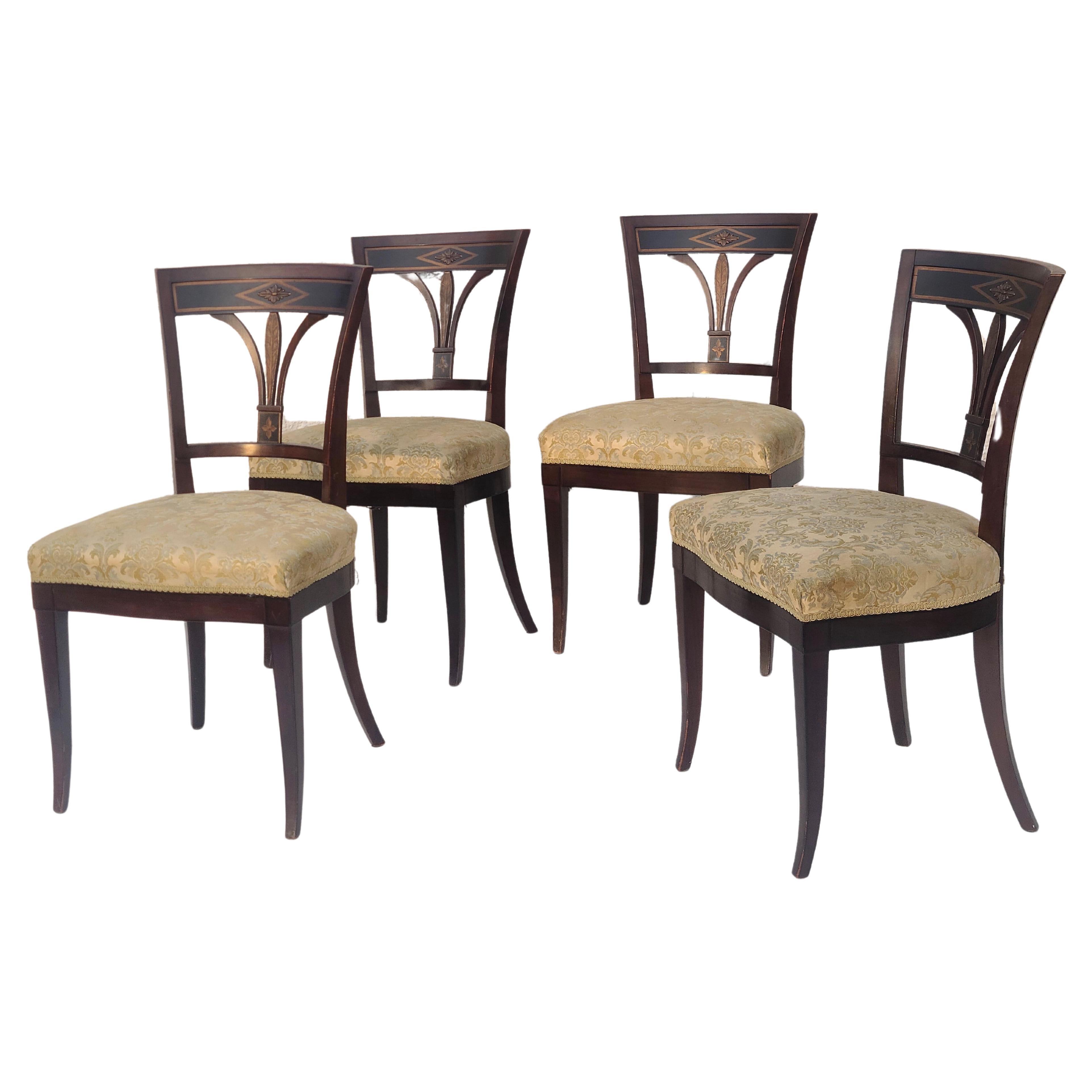Tissu Ensemble de 6 chaises de salle à manger Regency traditionnelles John Widdicomb en vente