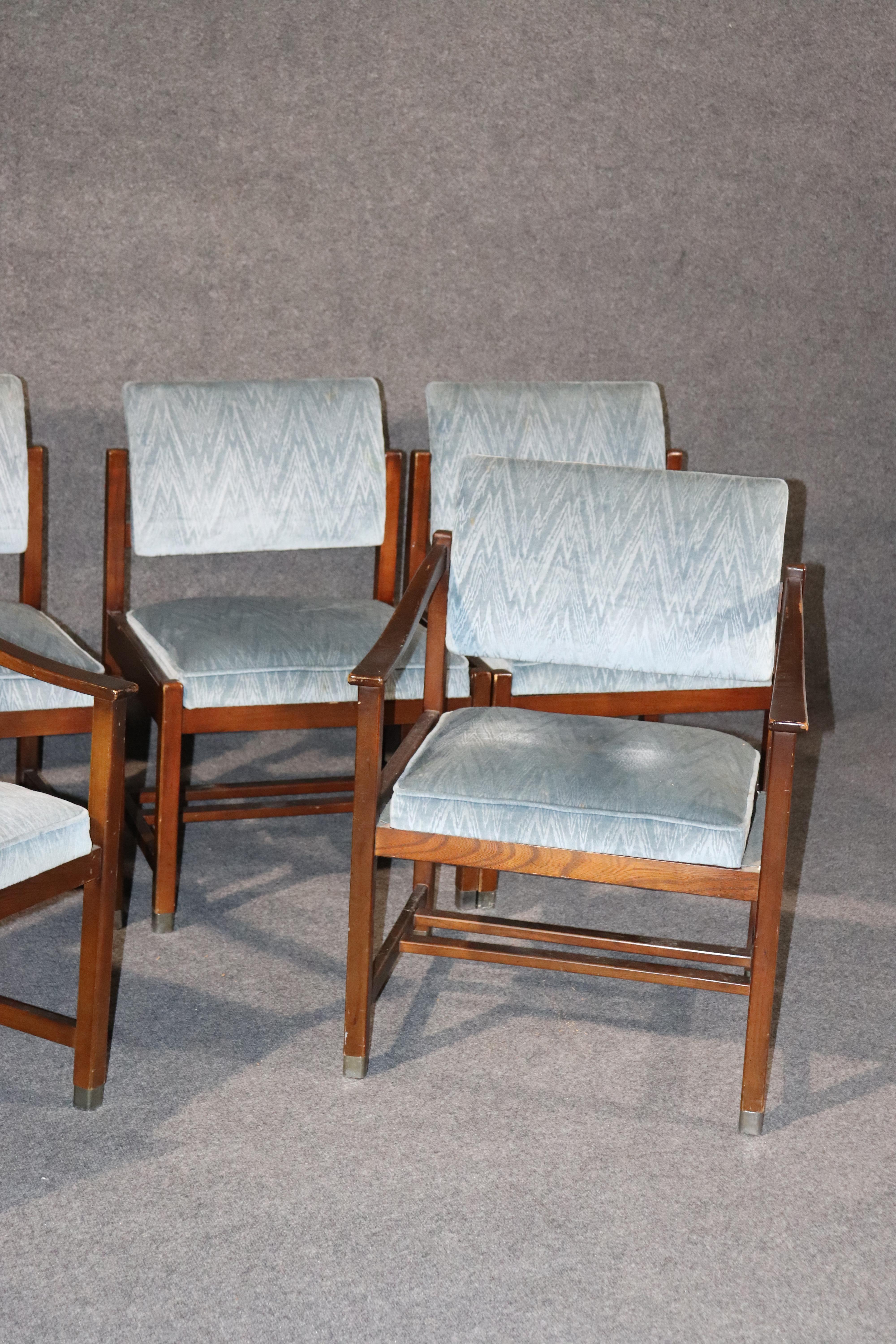 Set of 6 Lane Walnut Mid-Century Modern Dining Chairs, circa 1960 In Good Condition In Swedesboro, NJ