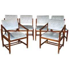 Set of 6 Lane Walnut Mid-Century Modern Dining Chairs, circa 1960