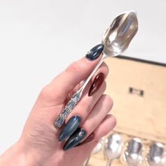 Satz 6 Liberty & Co. Mokkalöffel aus Sterlingsilber und Emaille von Bernard Cuzner