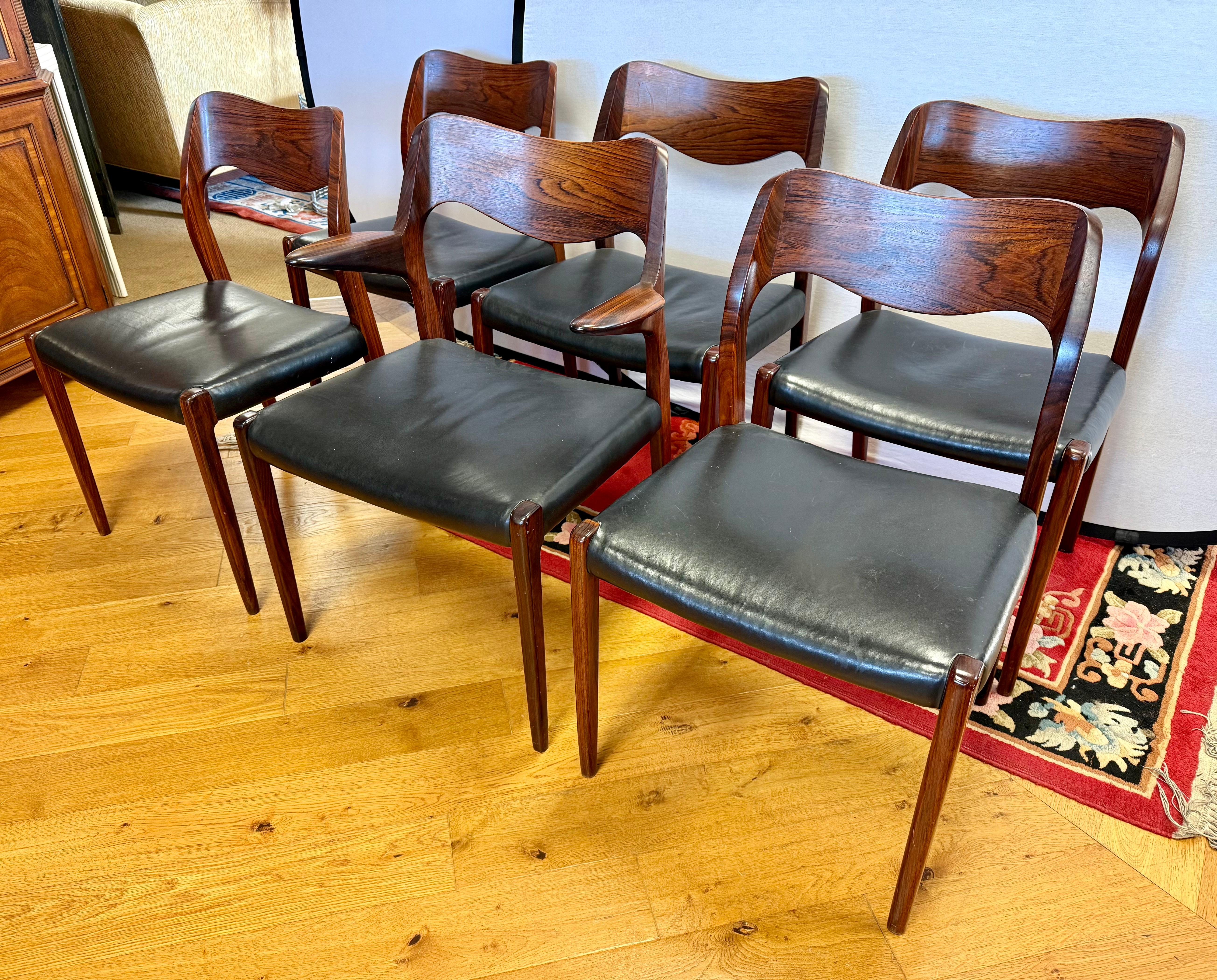 Set 6 Mid Century Danish Modern Niels Otto Moller Models 55 & 71 Dining Chairs 5
