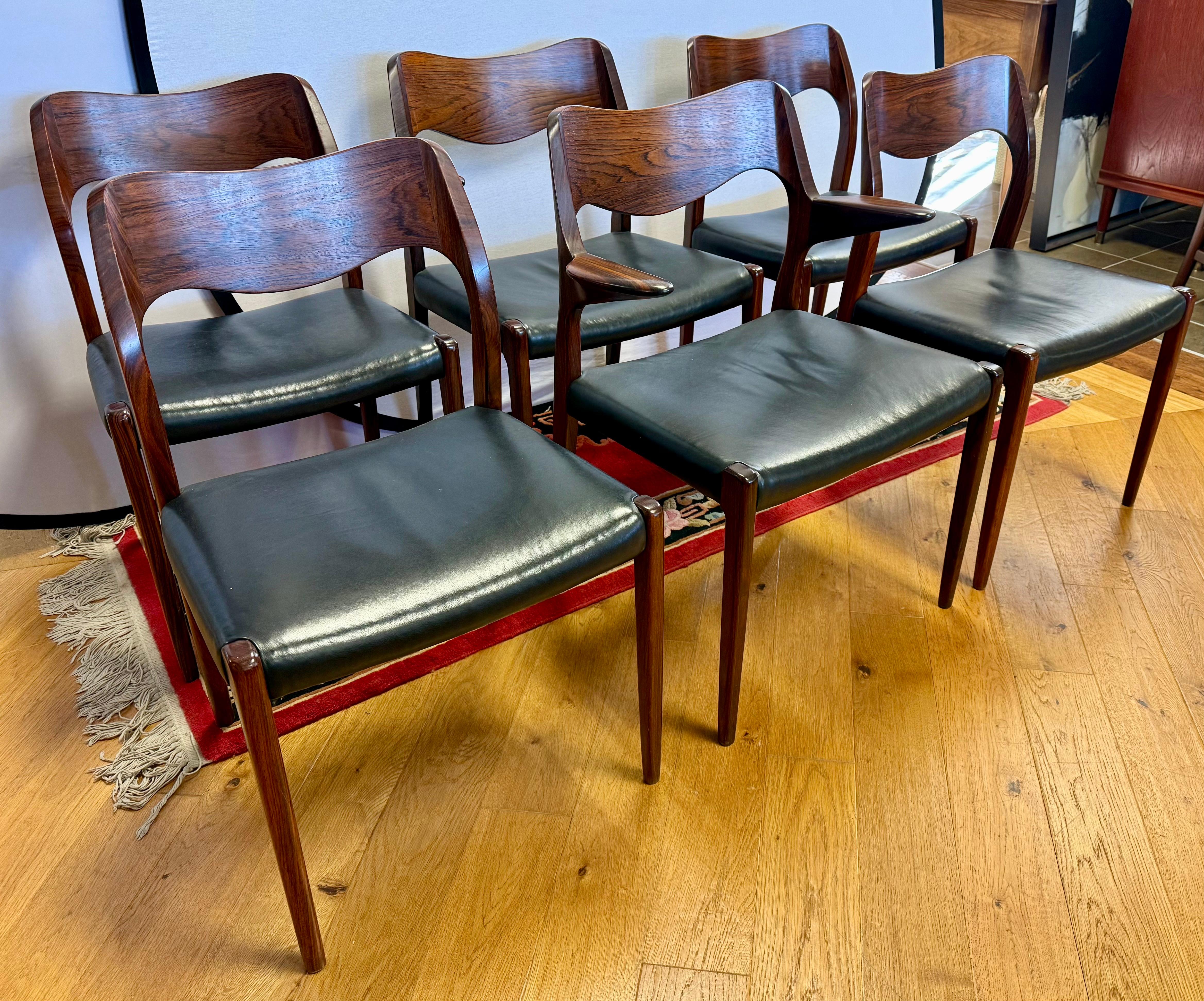 Mid-20th Century Set 6 Mid Century Danish Modern Niels Otto Moller Models 55 & 71 Dining Chairs