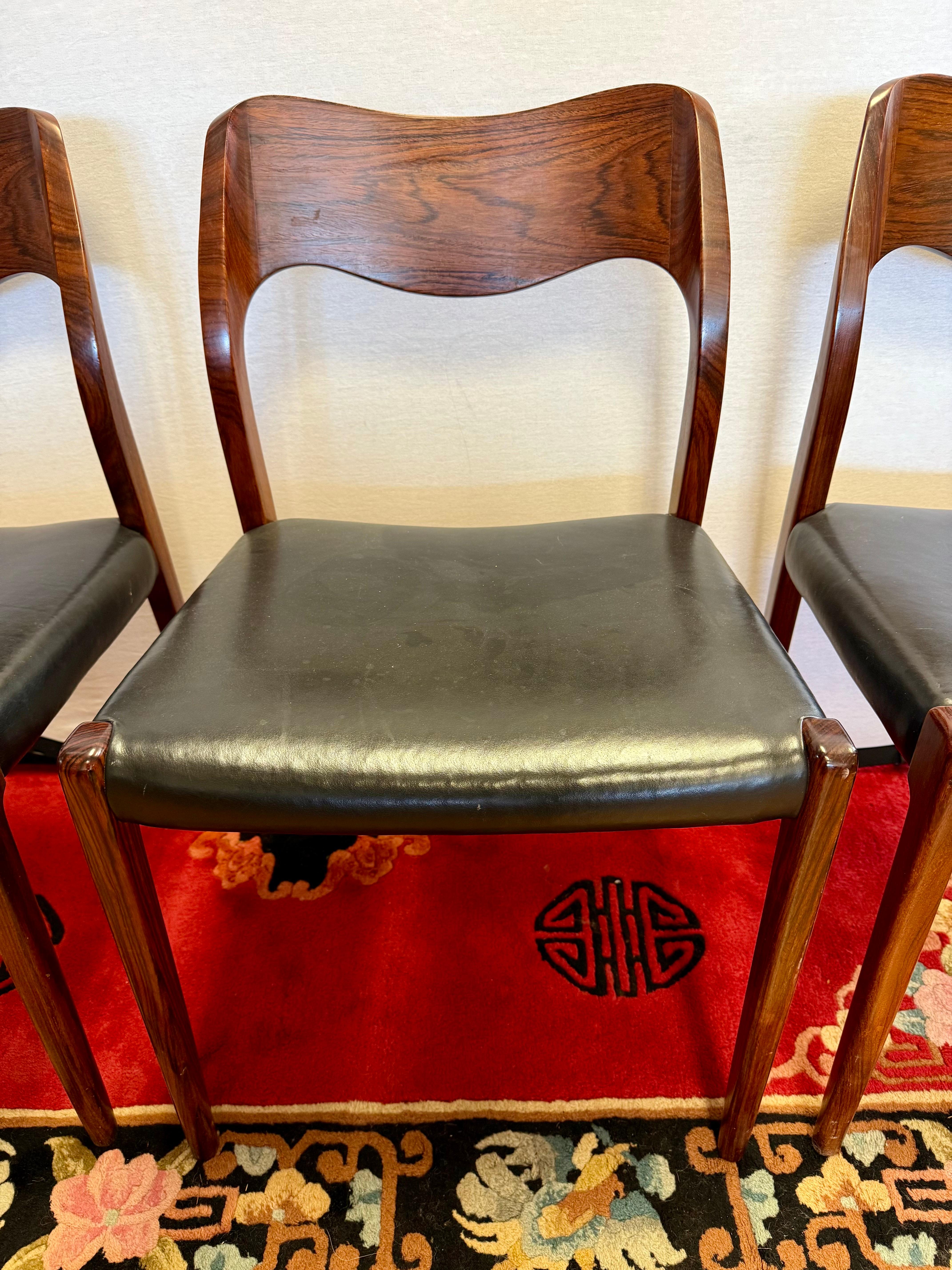 Set 6 Mid Century Danish Modern Niels Otto Moller Models 55 & 71 Dining Chairs 2