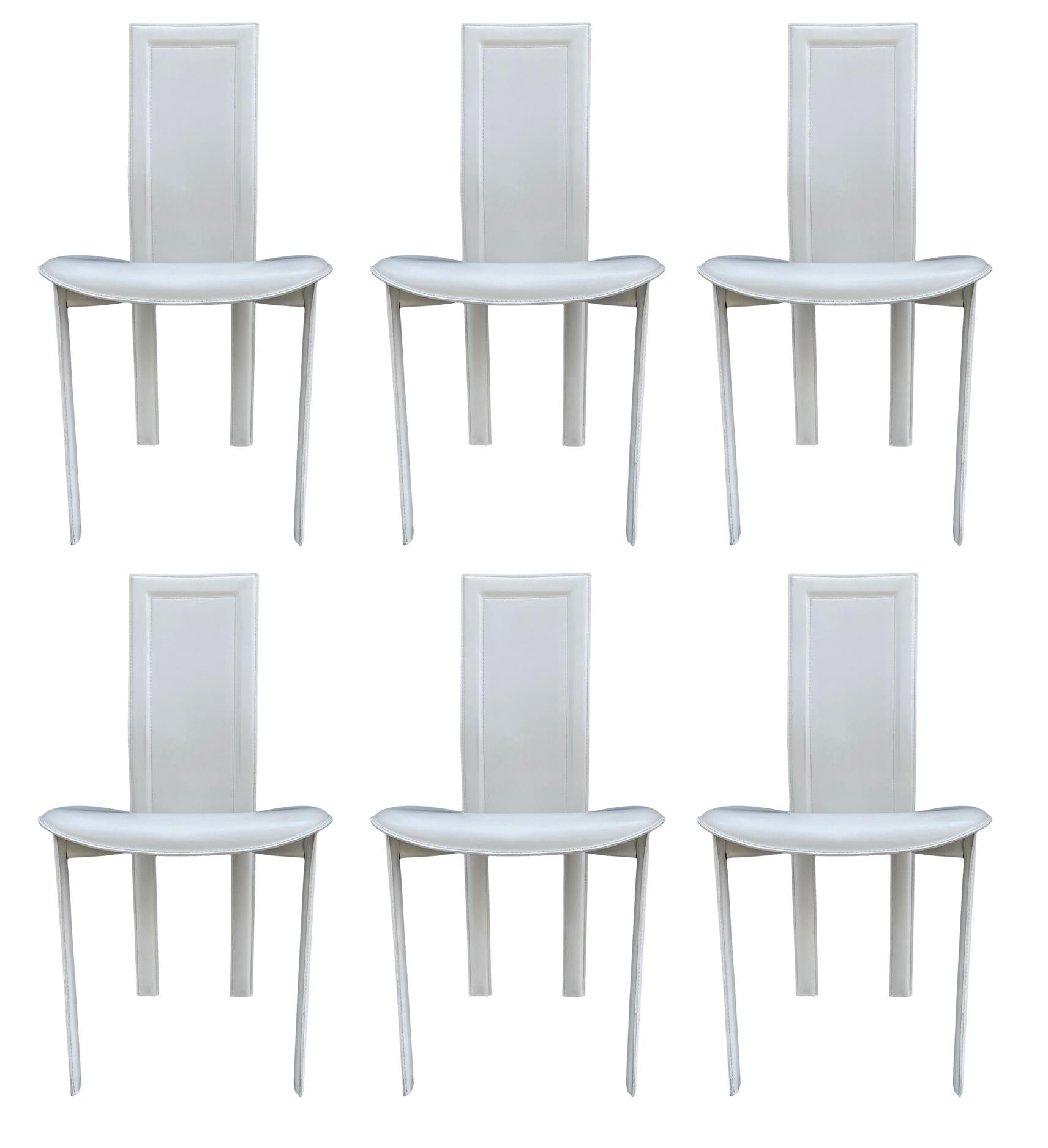 Late 20th Century Set 6 Mid Century Italian Post Modern by Cattelan Italia in White circa 1990's For Sale