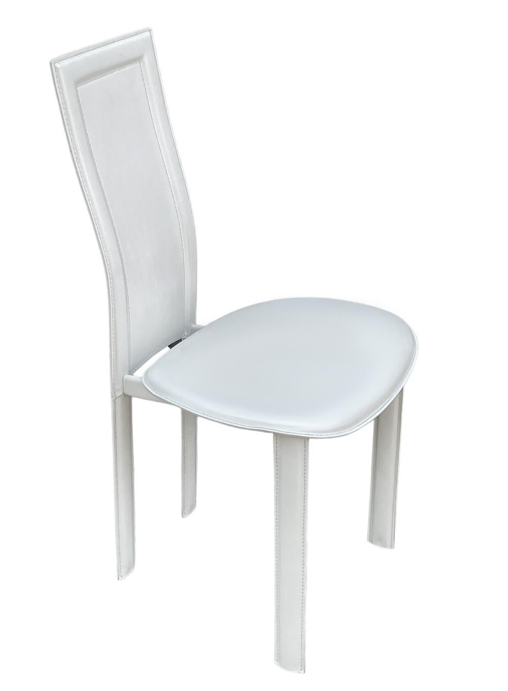 Faux Leather Set 6 Mid Century Italian Post Modern by Cattelan Italia in White circa 1990's For Sale