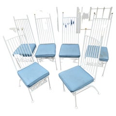 Set 6 Mid Century Modern El Prado Iron Indoor Outdoor Dining Chairs by Salterini