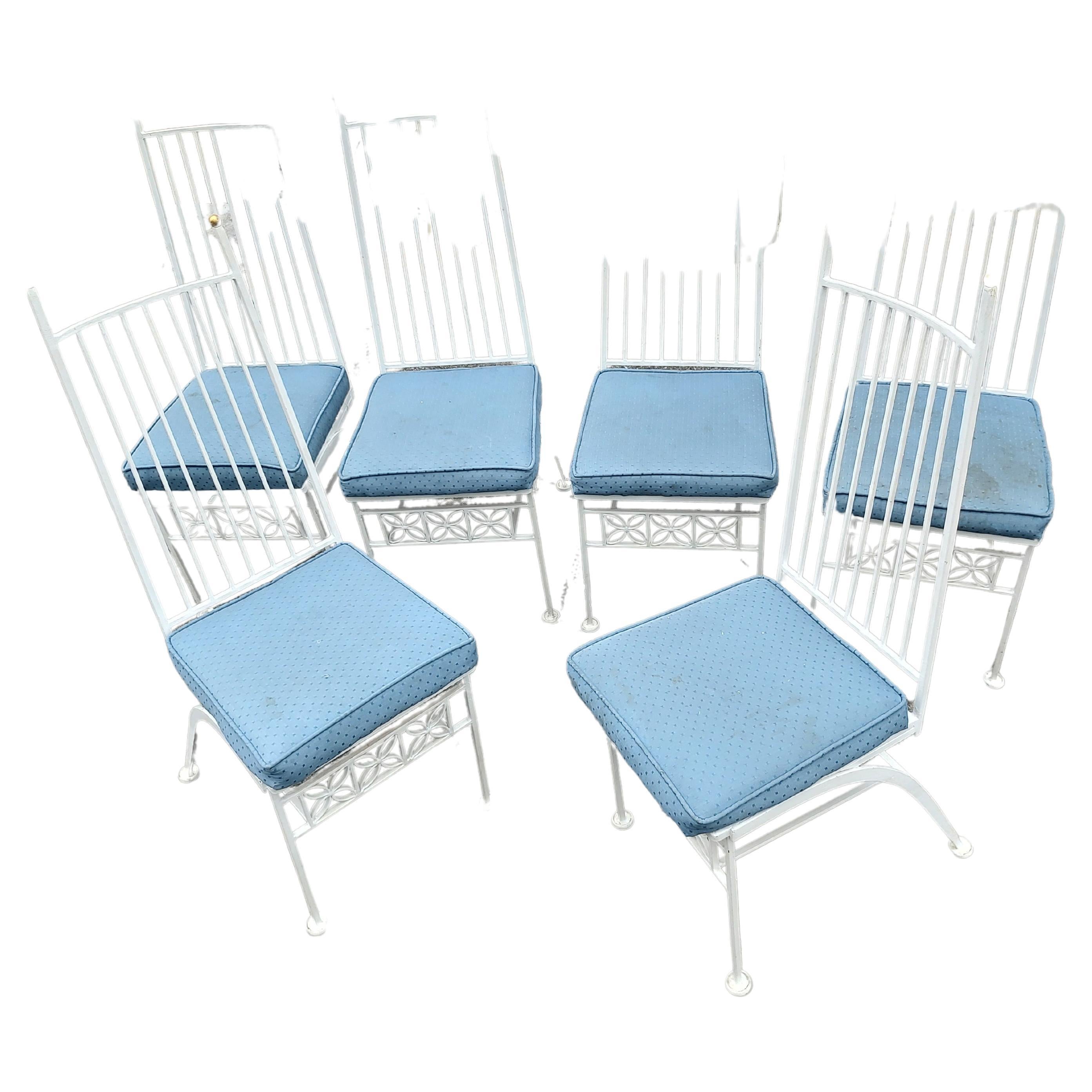 Americano Set di 6 sedie da pranzo per interni e per esterni in ferro El Prado del Mid Century Modern by Salterini in vendita