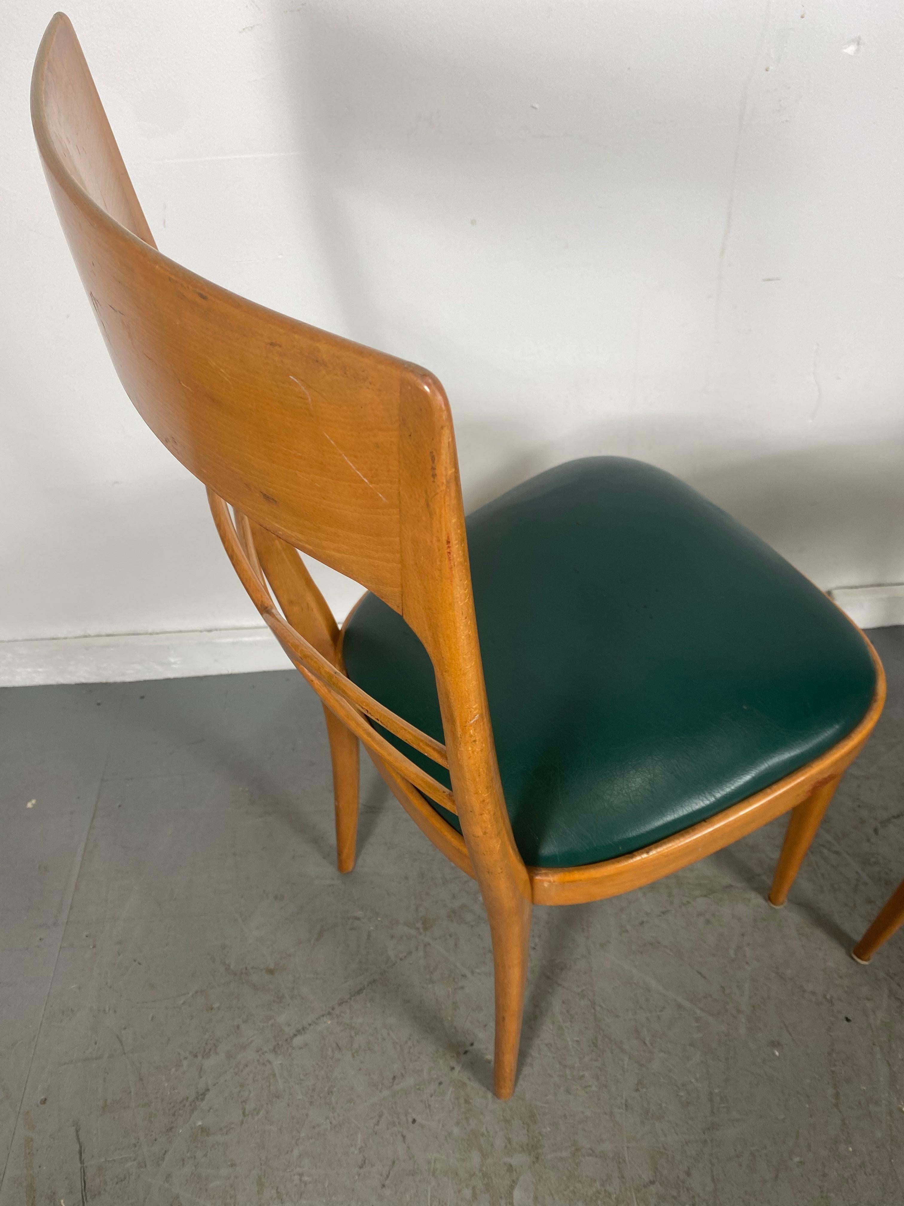 Ensemble de 6 chaises de salle à manger italiennes modernistes du milieu du siècle dernier, début des années 1950, bois de hêtre 4