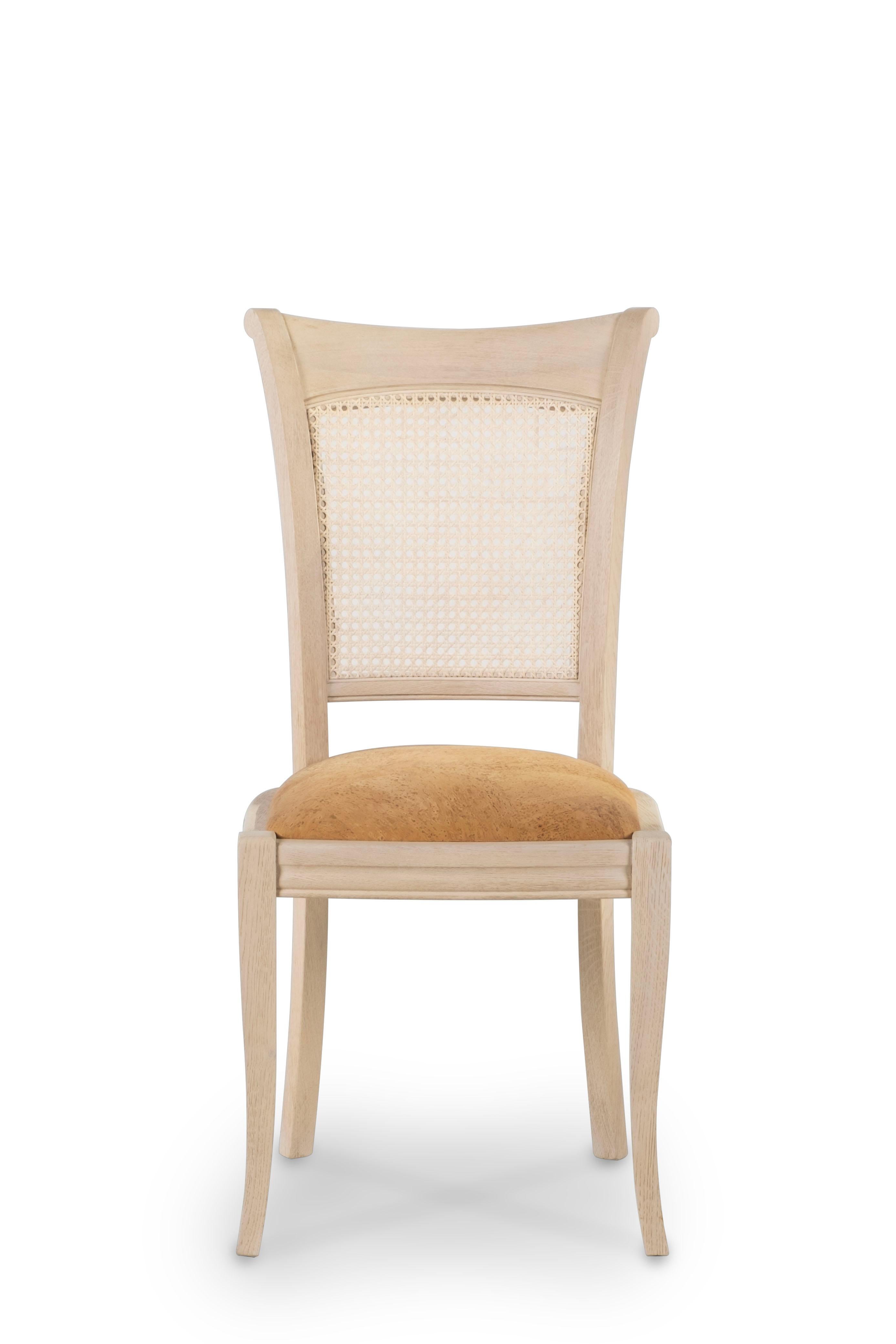 Set/6 Moderne Sigmara Esszimmerstühle, Stroh Eiche Kork, Handgemacht Portugal Greenapple (Moderne der Mitte des Jahrhunderts) im Angebot