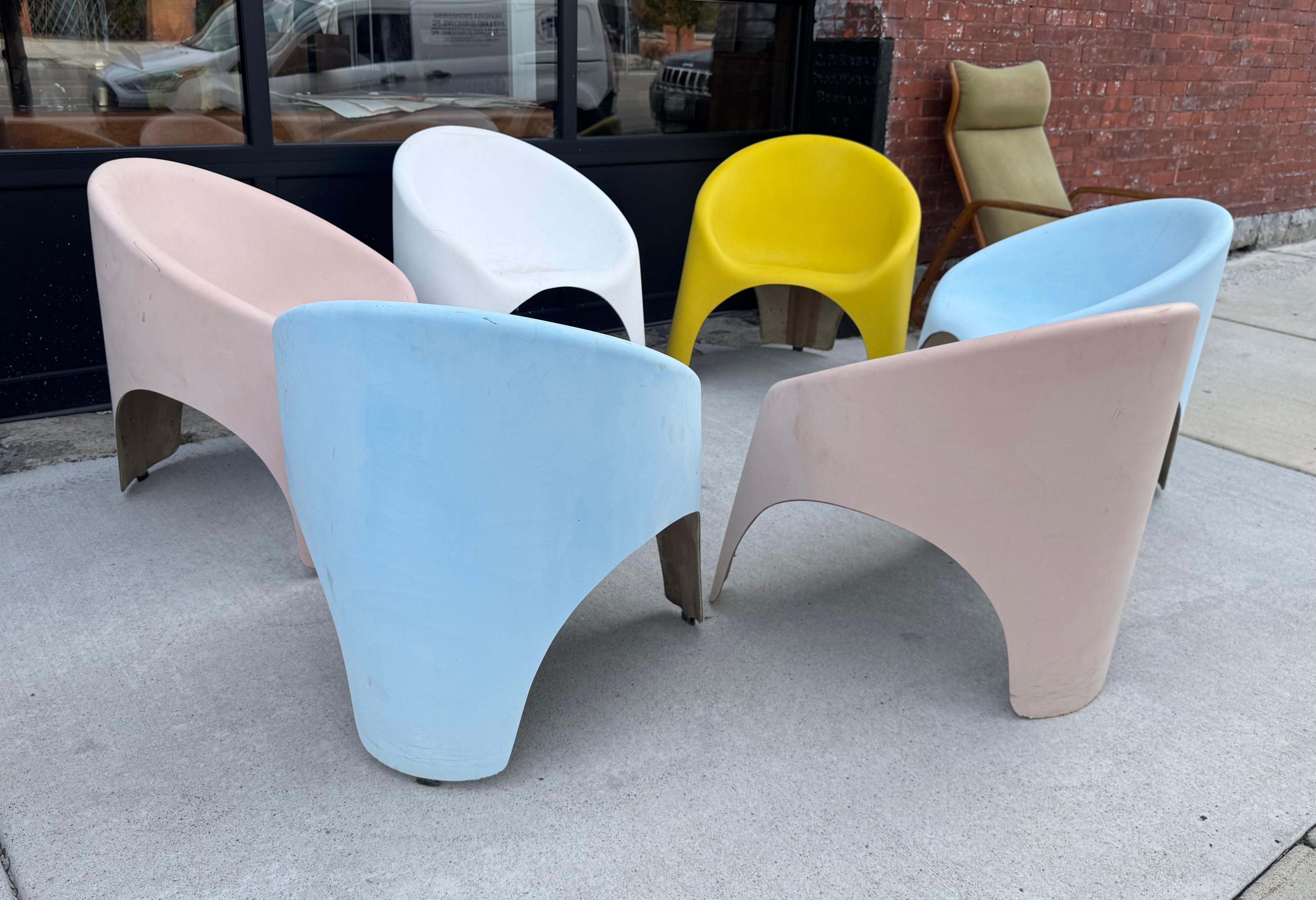 Set di 6 sedie da salotto moderniste / Space Age in fibra di vetro in vendita 2