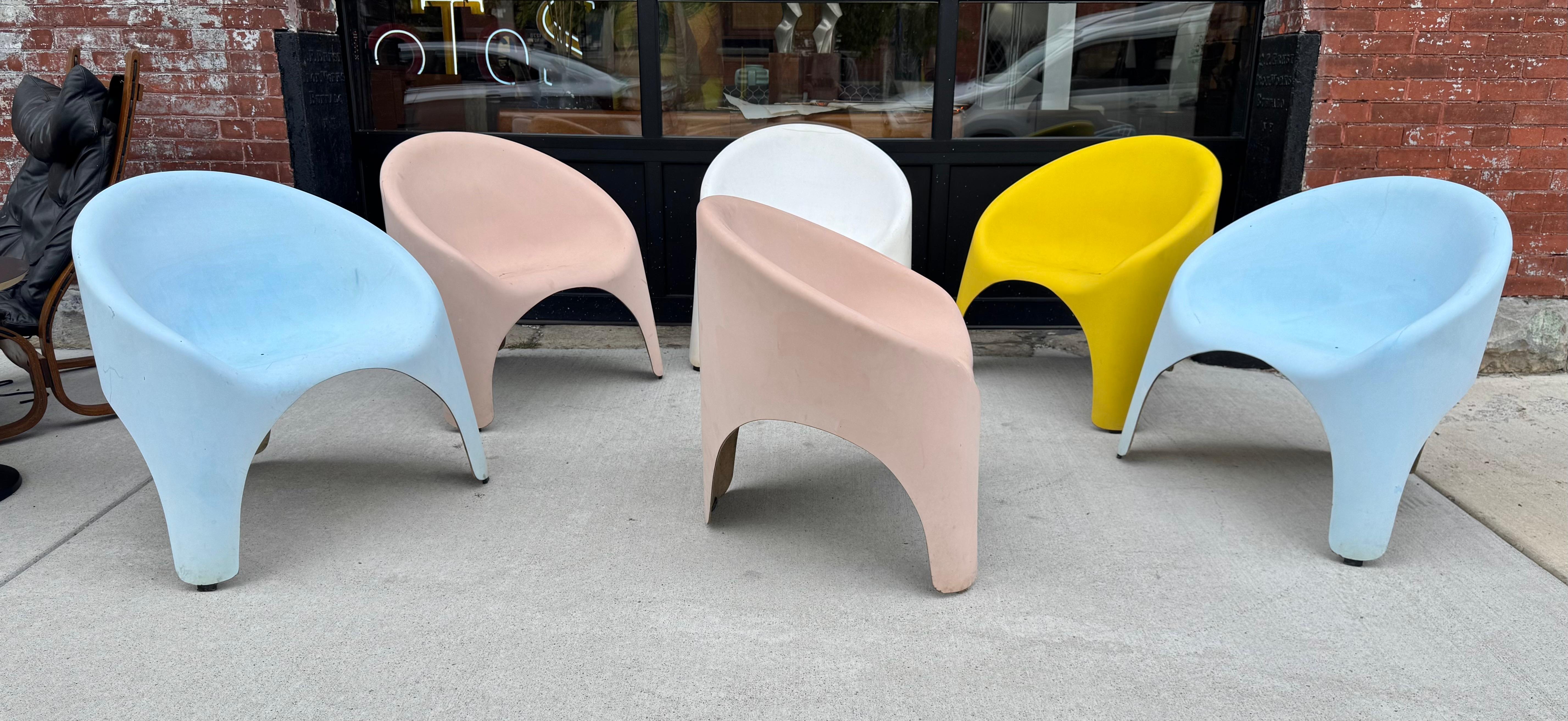 Metà XX secolo Set di 6 sedie da salotto moderniste / Space Age in fibra di vetro in vendita