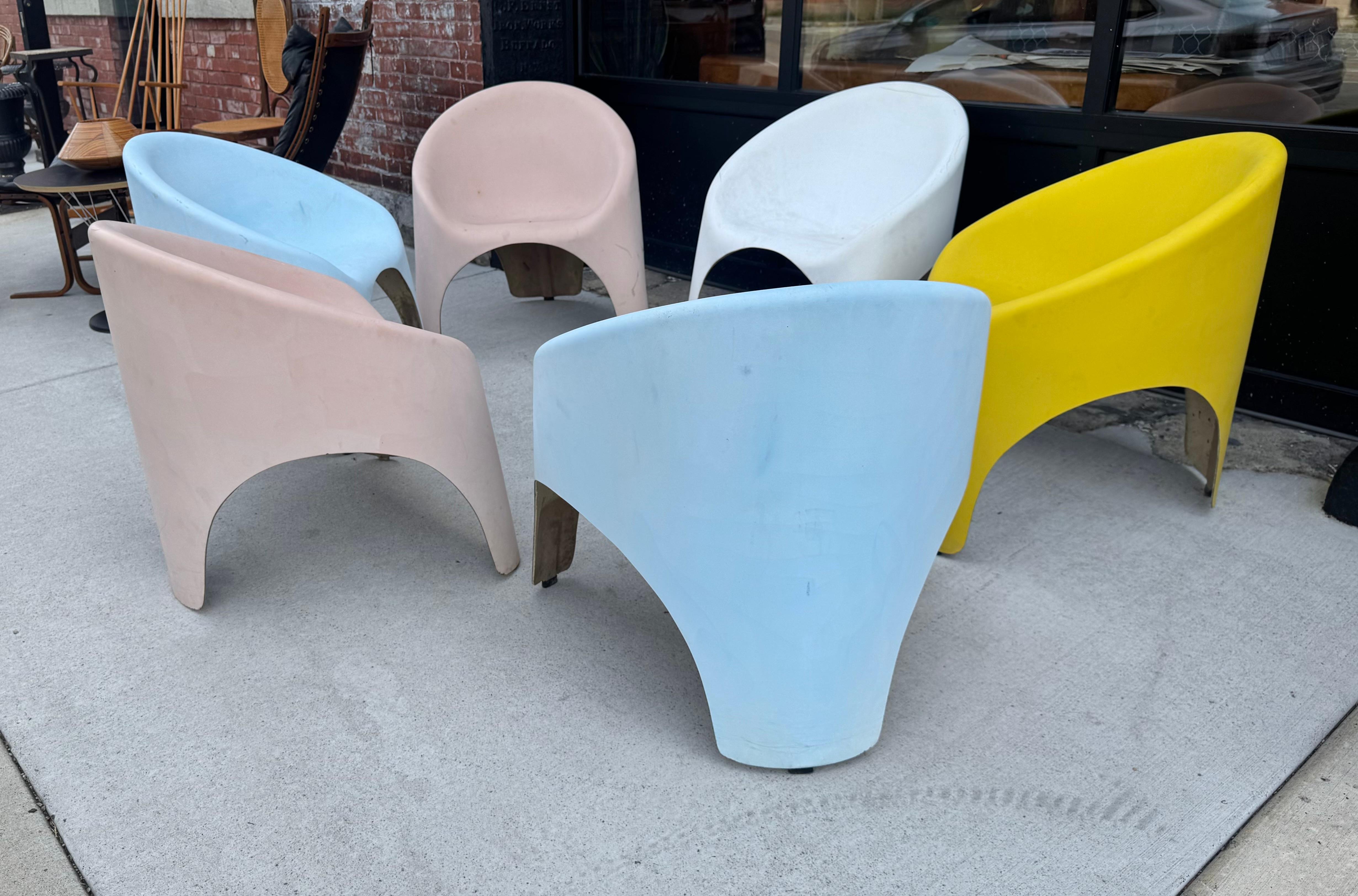 Vetroresina Set di 6 sedie da salotto moderniste / Space Age in fibra di vetro in vendita
