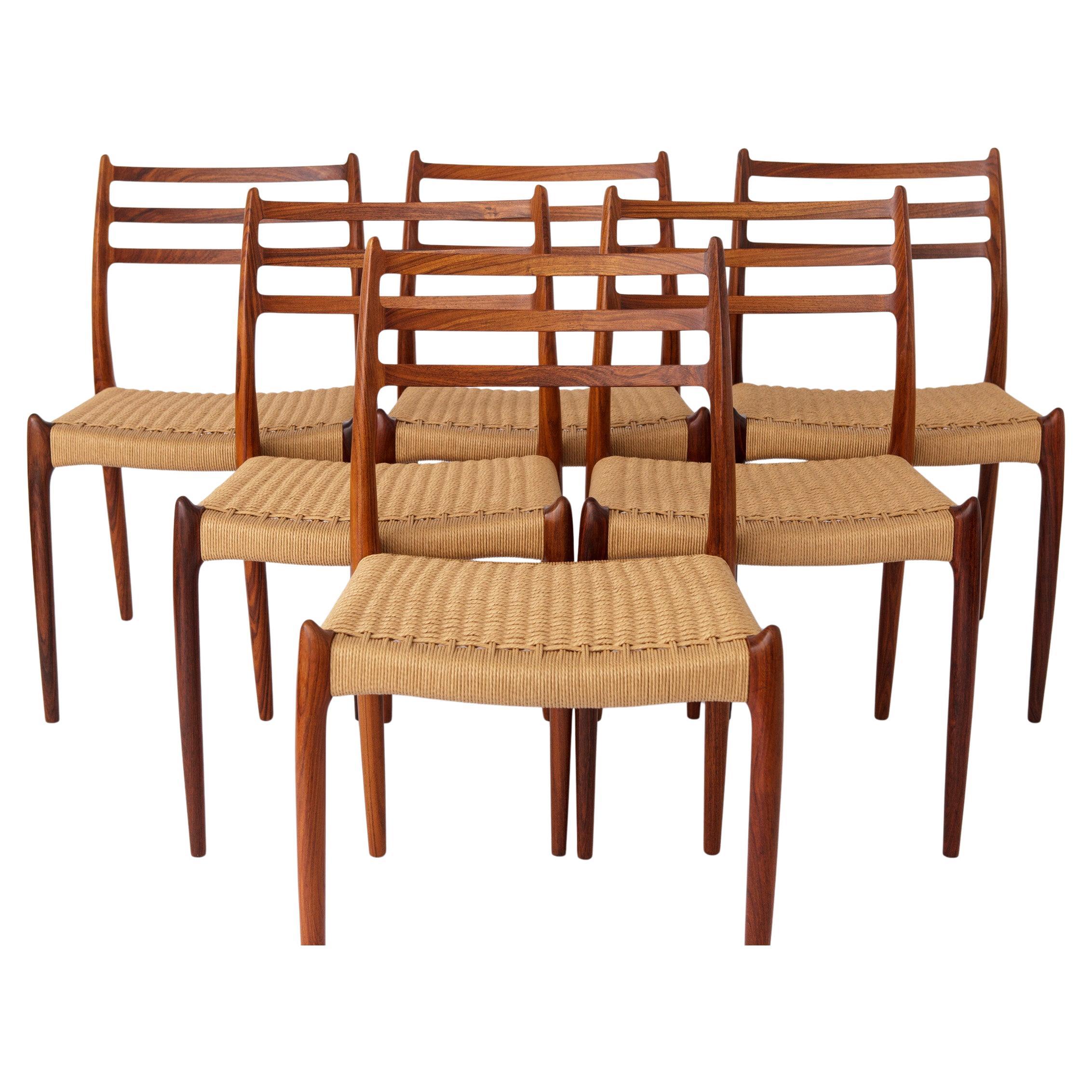 Set 6 Niels Moller Chairs, model 78, Rosewood, 1960s, Danish, Vintage