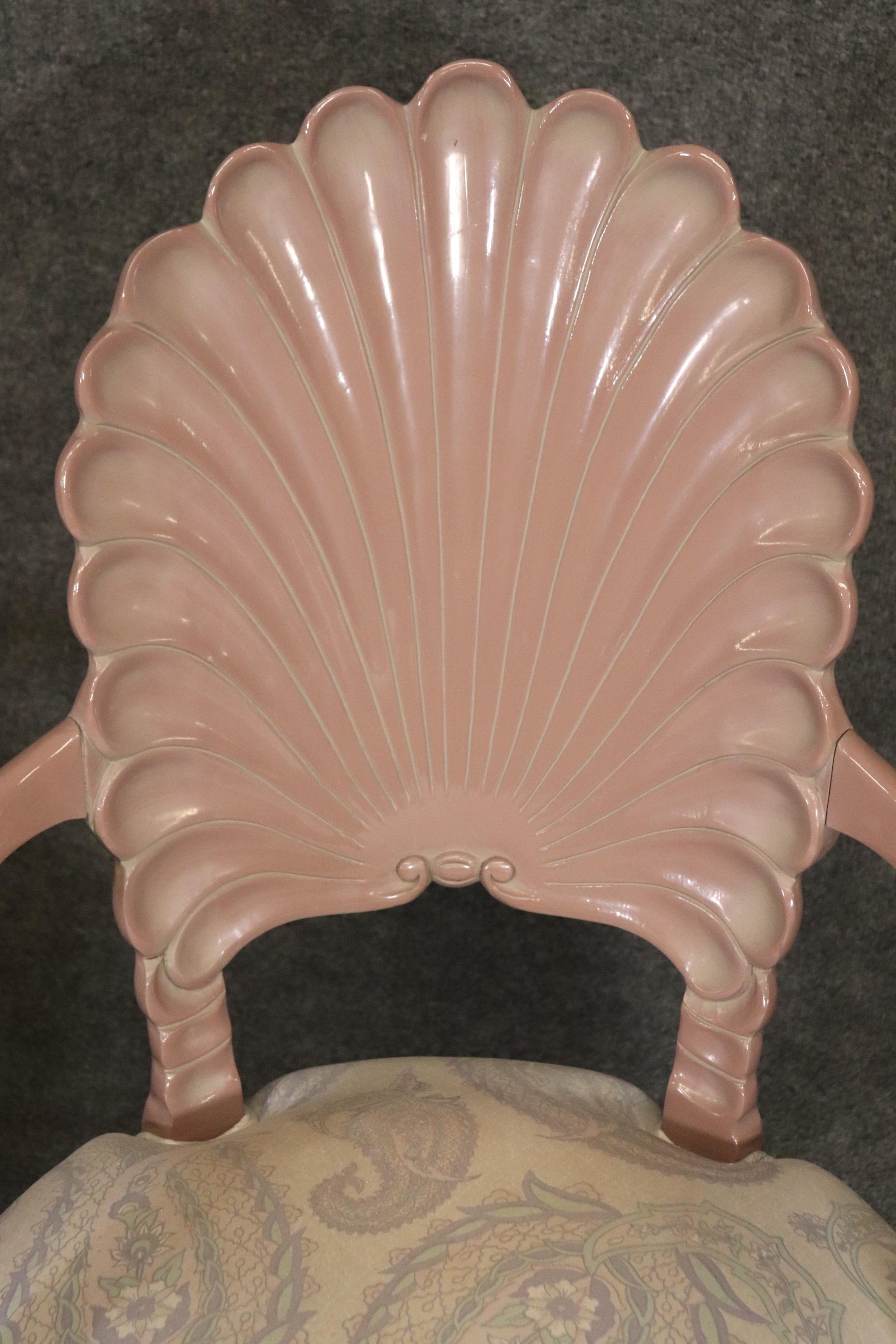 Set 6 Paint Decorated Serge Roche Style Grotto Shell Dining Chairs 2