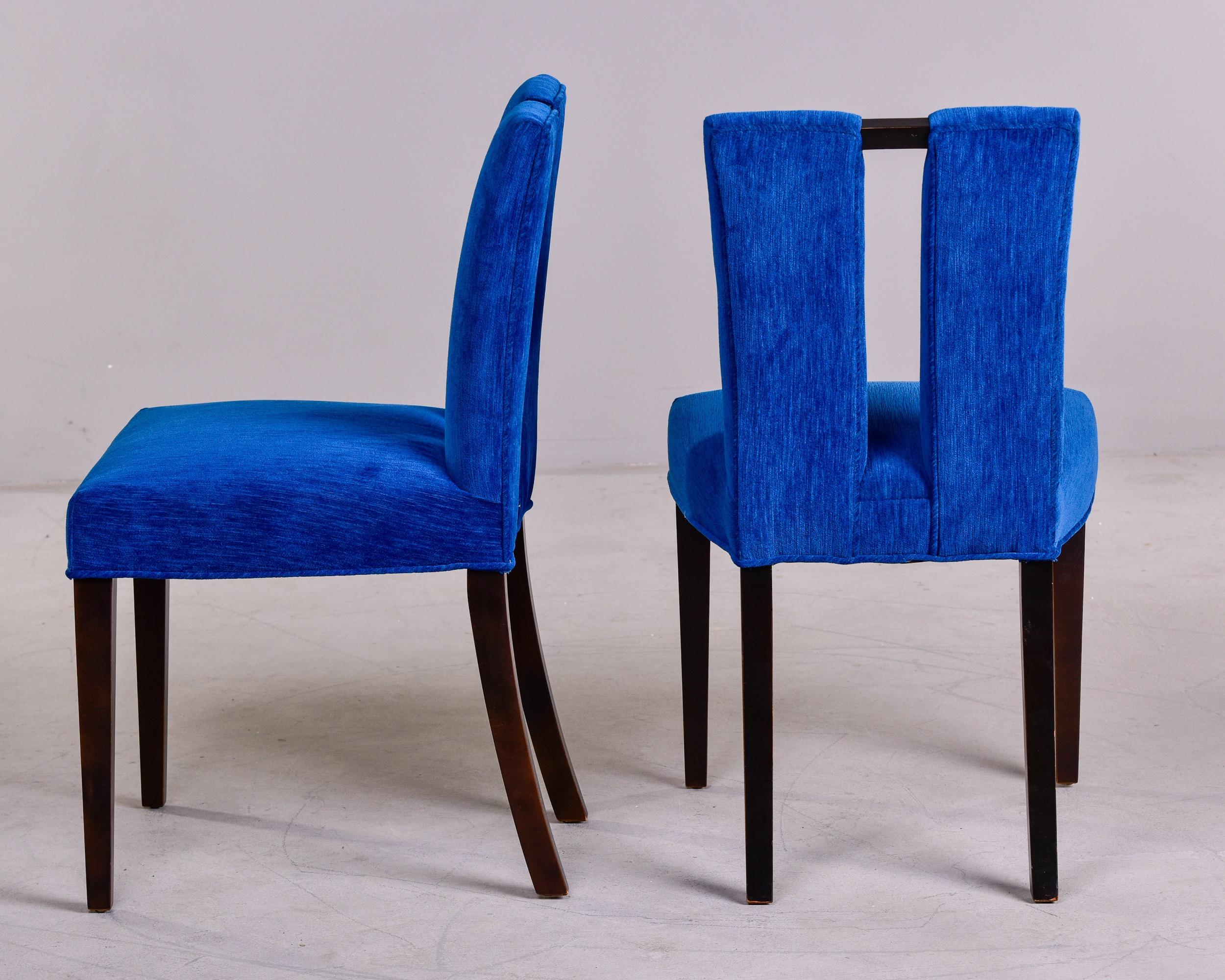 Ensemble de 6 chaises de salle à manger de style Paul Frankl du milieu du siècle dernier, à 2 bras et 4 côtés, avec tissu neuf en vente 3
