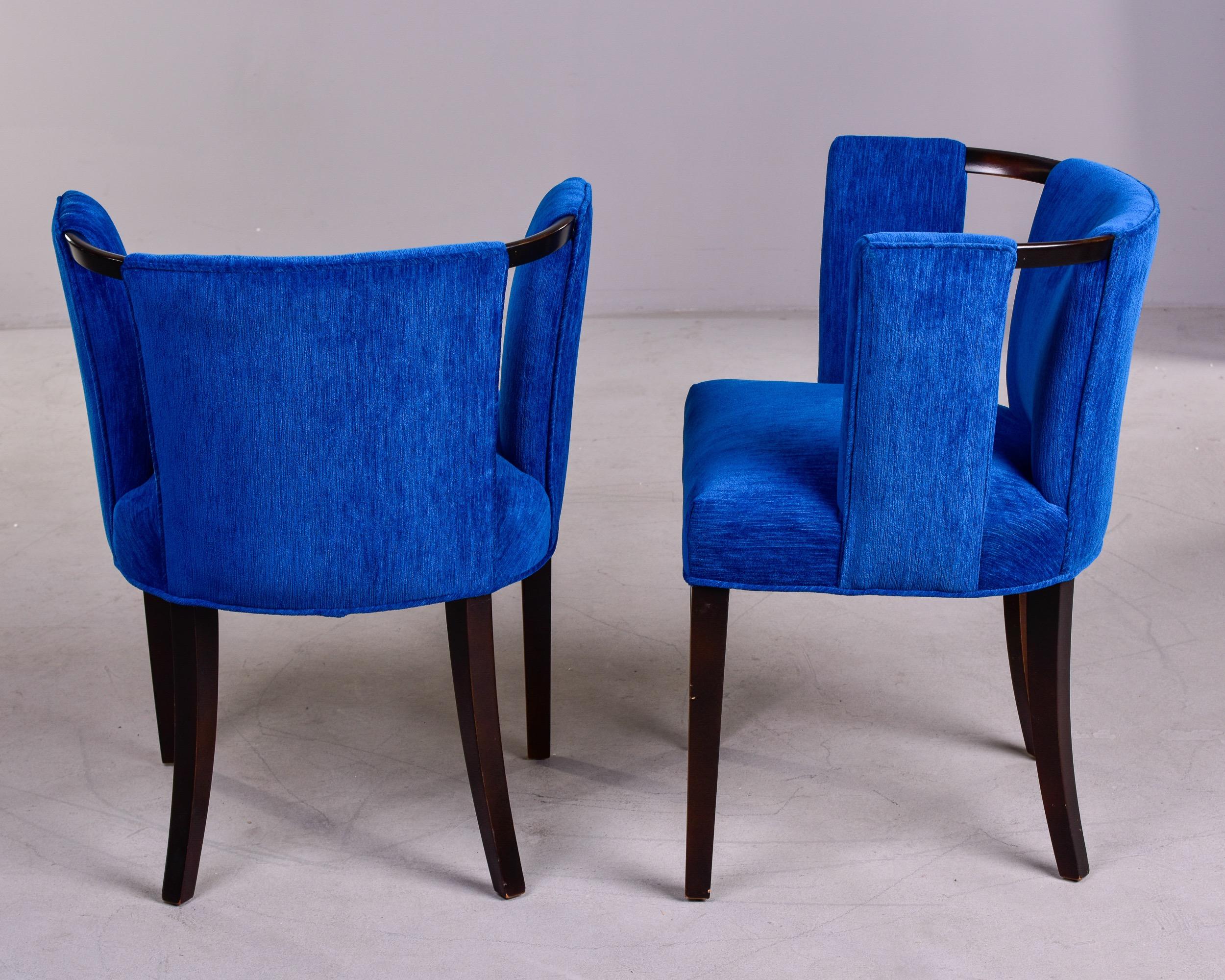 Set 6 Paul Frankl Style Mid Century Dining Chairs 2 Arm + 4 Side with New Fabric For Sale 4