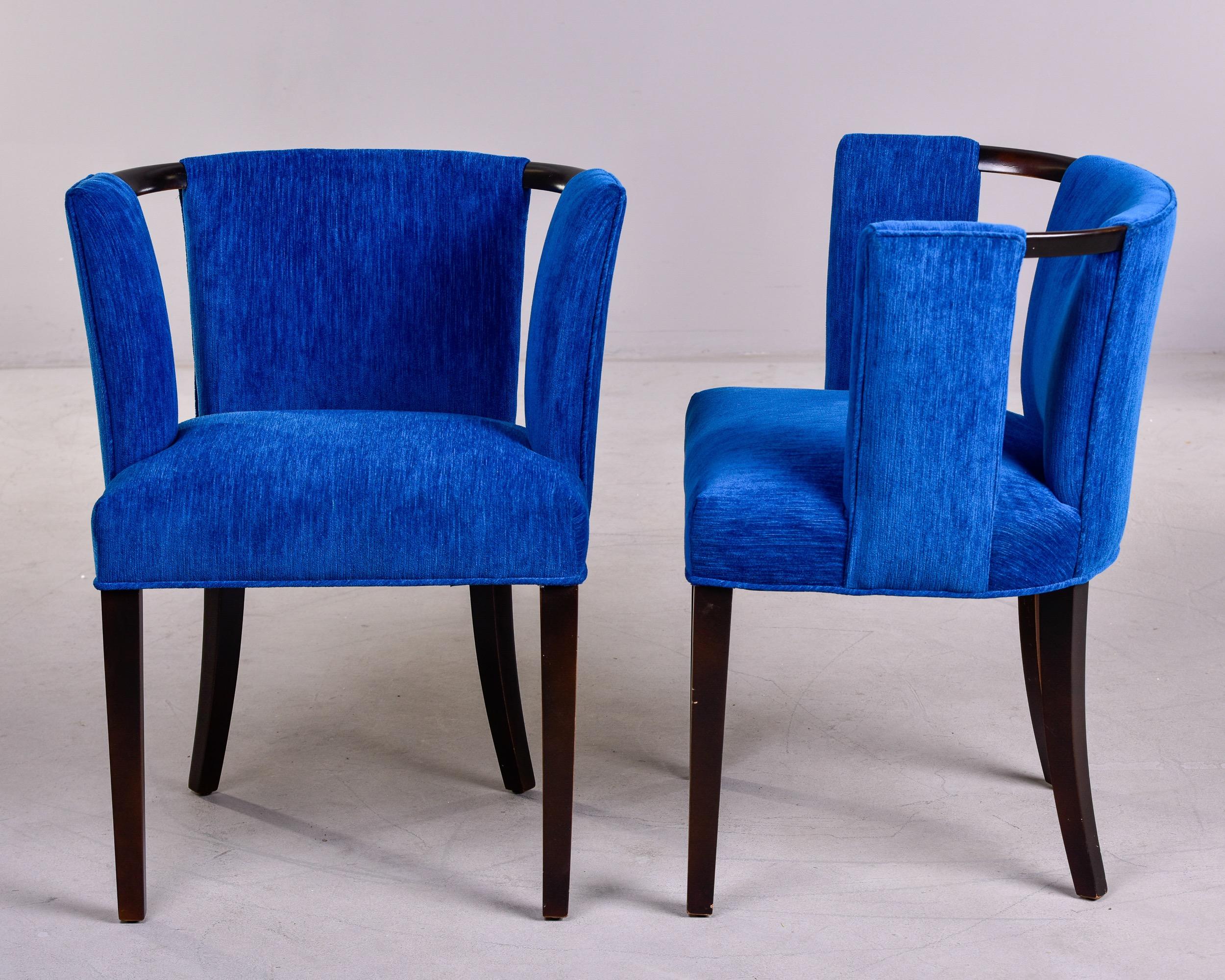 American Set 6 Paul Frankl Style Mid Century Dining Chairs 2 Arm + 4 Side with New Fabric For Sale