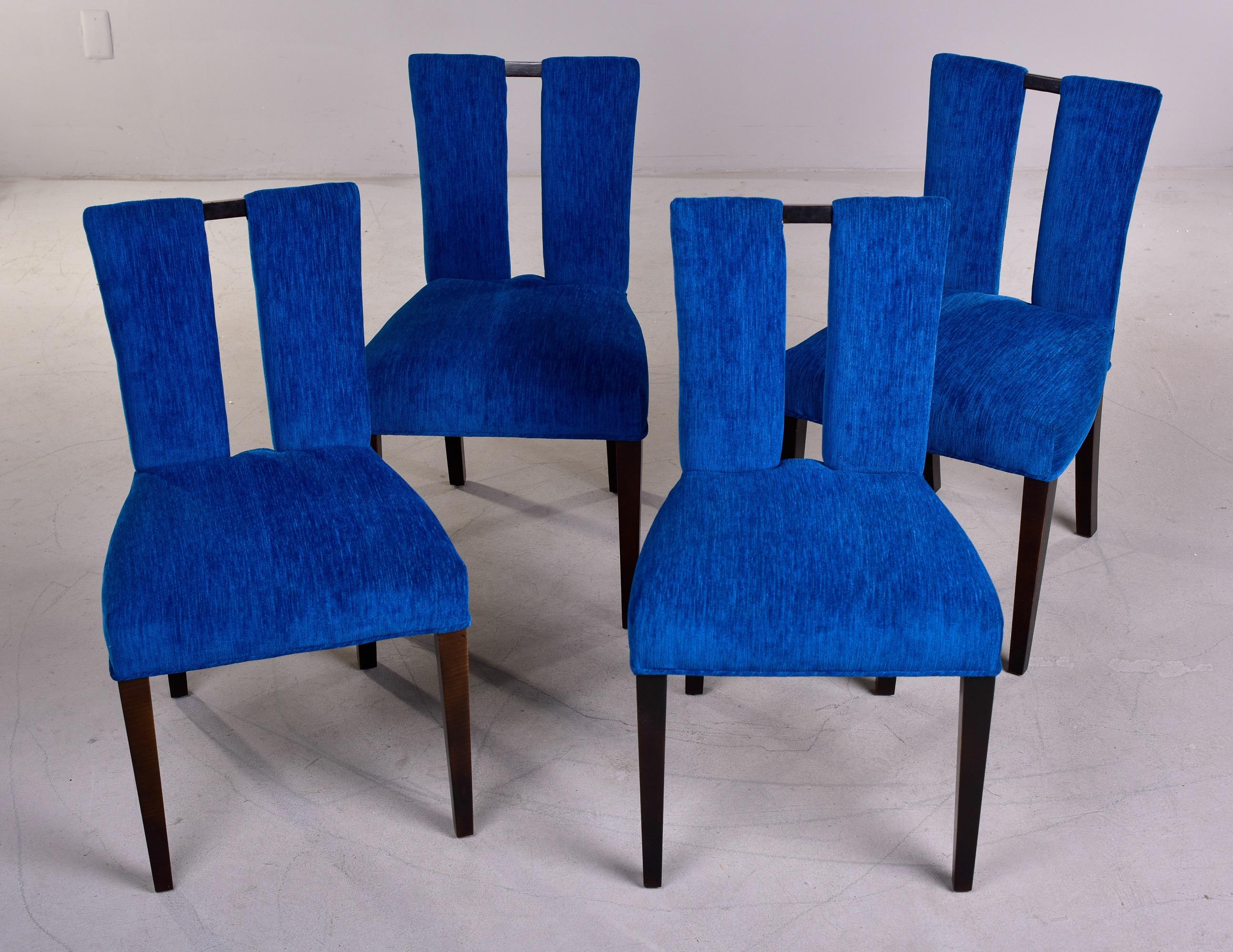 Tissu d'ameublement Ensemble de 6 chaises de salle à manger de style Paul Frankl du milieu du siècle dernier, à 2 bras et 4 côtés, avec tissu neuf en vente