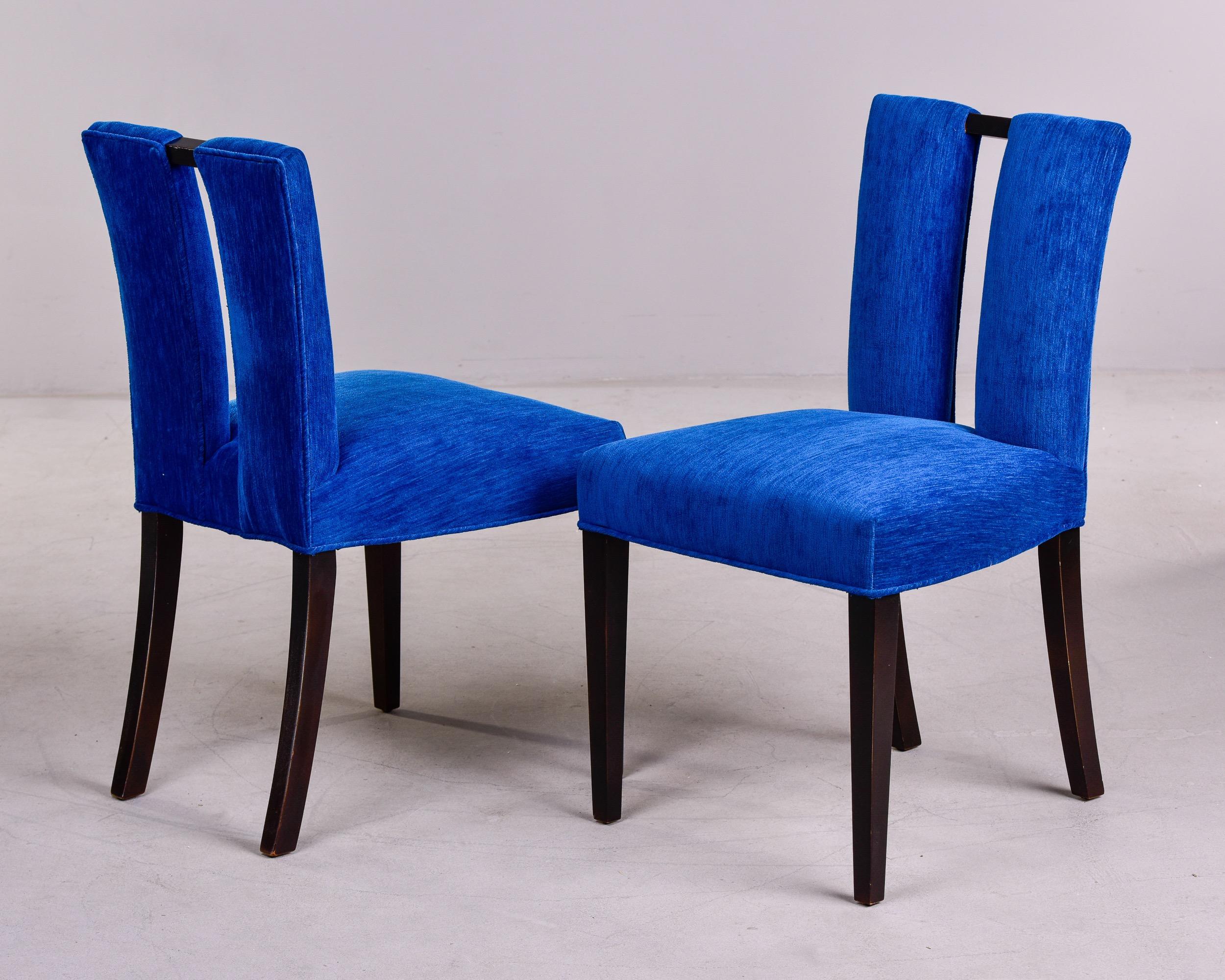 Ensemble de 6 chaises de salle à manger de style Paul Frankl du milieu du siècle dernier, à 2 bras et 4 côtés, avec tissu neuf en vente 2