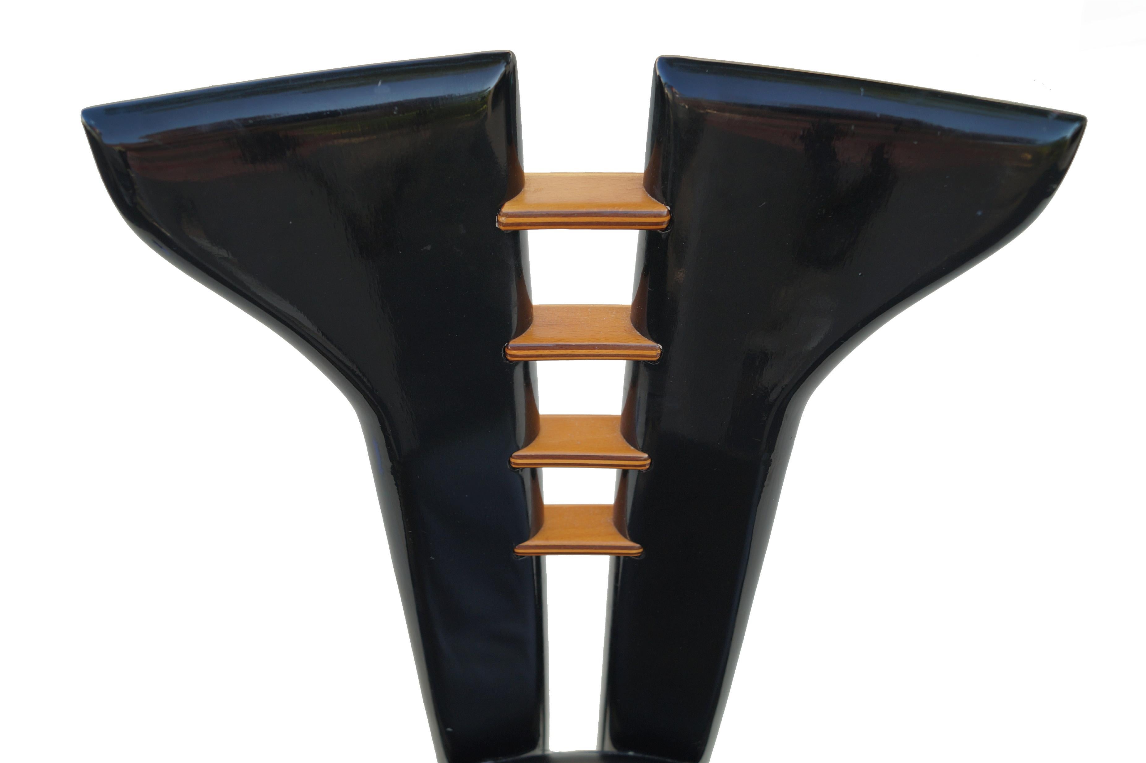 Set 6 Pierre Cardin Roche Bobois Italian Black Lacquer Dining Conference Chairs 3
