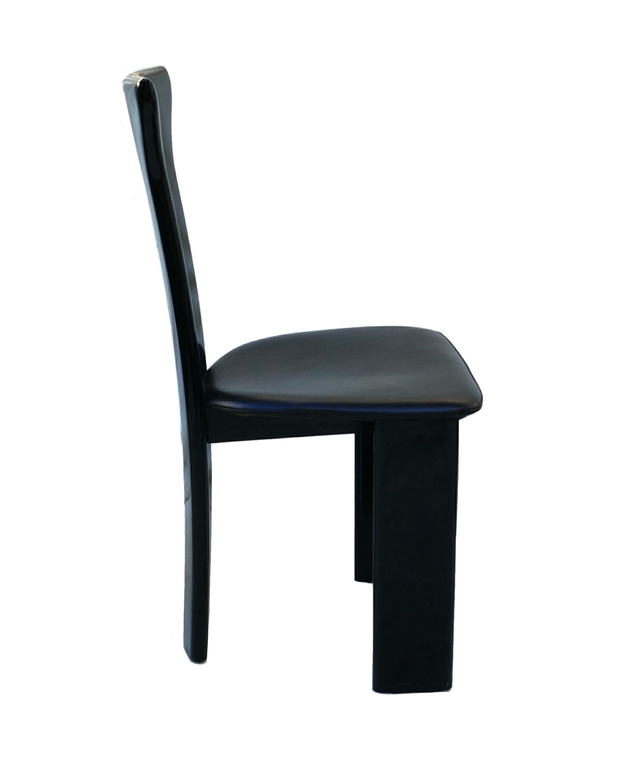 Set 6 Pierre Cardin Roche Bobois Italian Black Lacquer Dining Conference Chairs 1