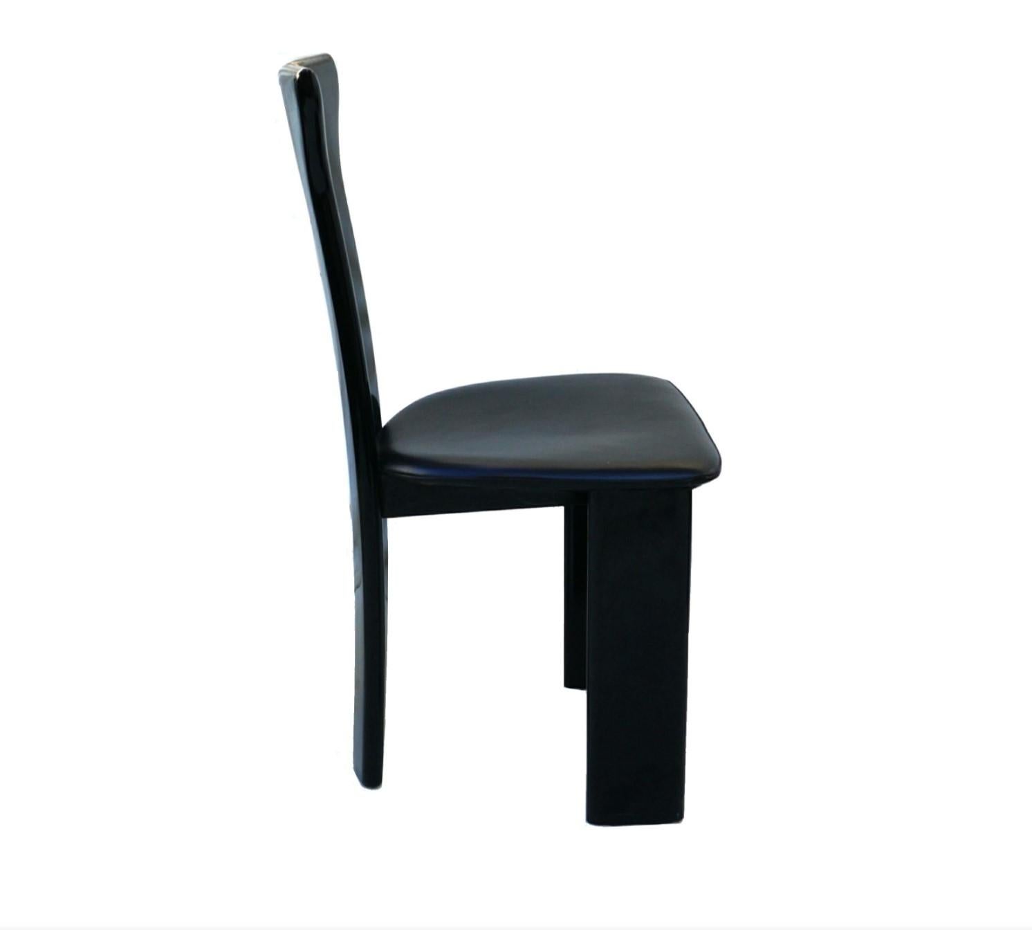 6 Pierre Cardin Roche Bobois Italian Black Lacquer Dining Room Conference Chairs In Good Condition For Sale In Wayne, NJ