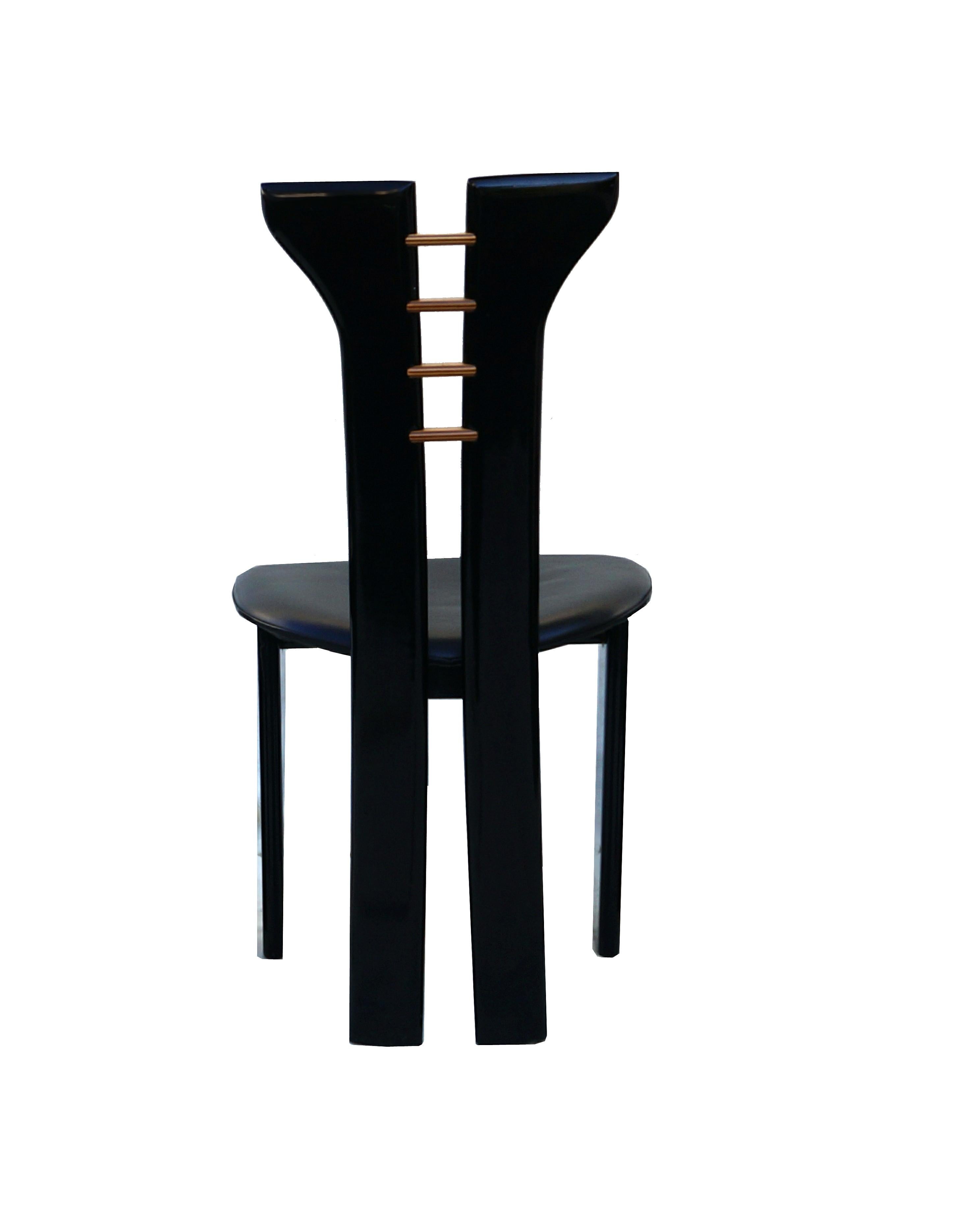 Set 6 Pierre Cardin Roche Bobois Italian Black Lacquer Dining Conference Chairs 2