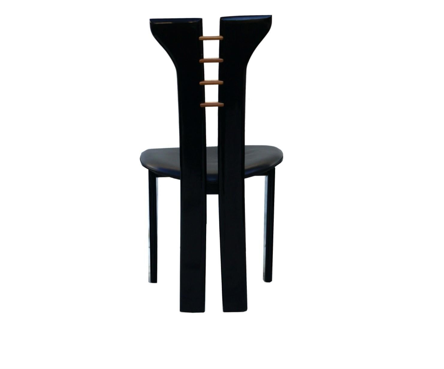 Fin du 20e siècle 6 chaises de conférence italiennes en laque noire de Pierre Cardin Roche Bobois en vente