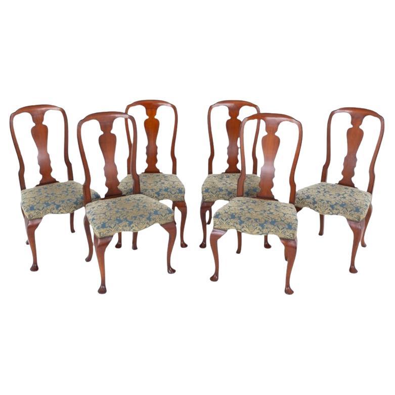 Set 6 Queen Anne Esszimmerstühle Kirsche Holz im Angebot