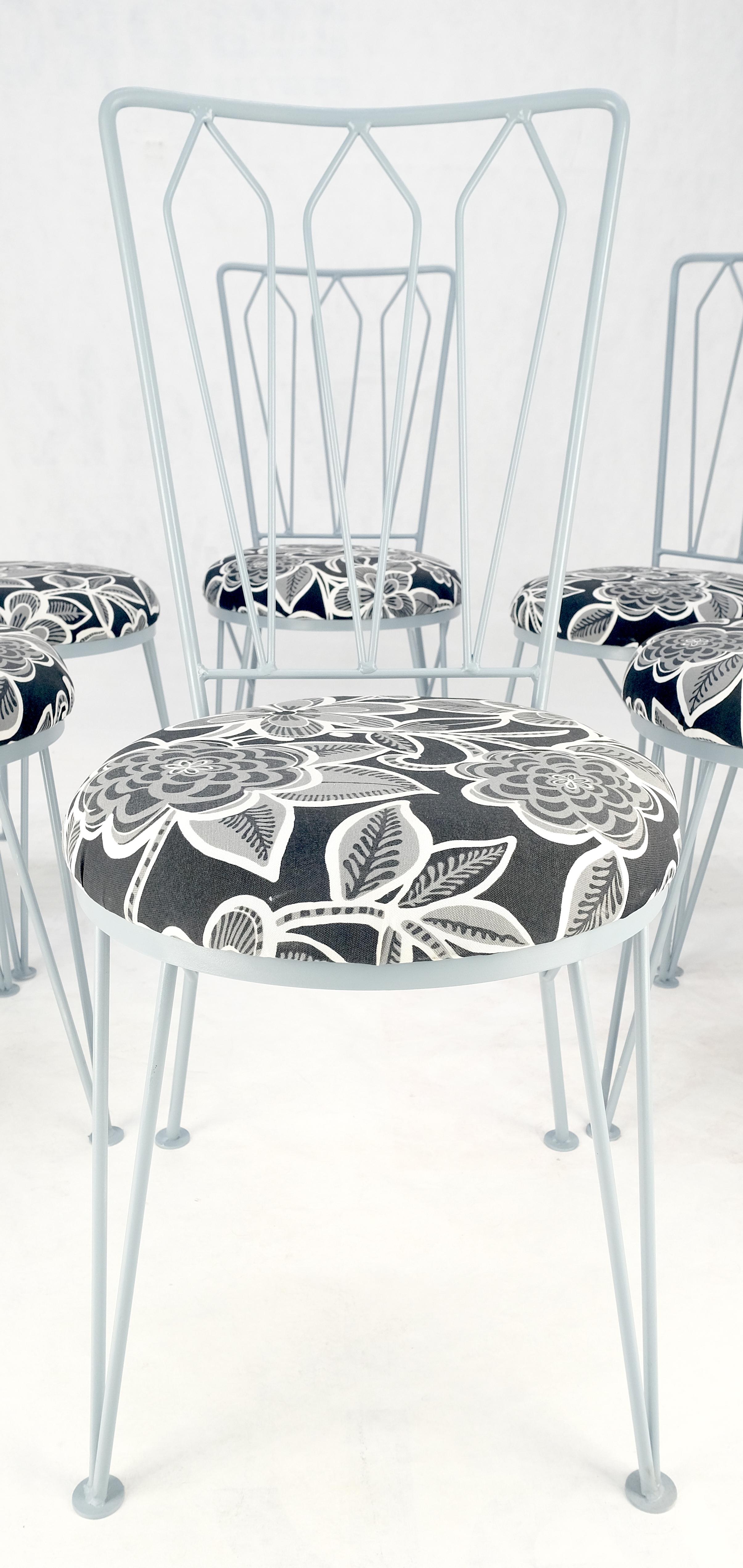Set 6 Redone Woodard Mid Century Modern Steel Dining Chairs New Upholstery MINT!