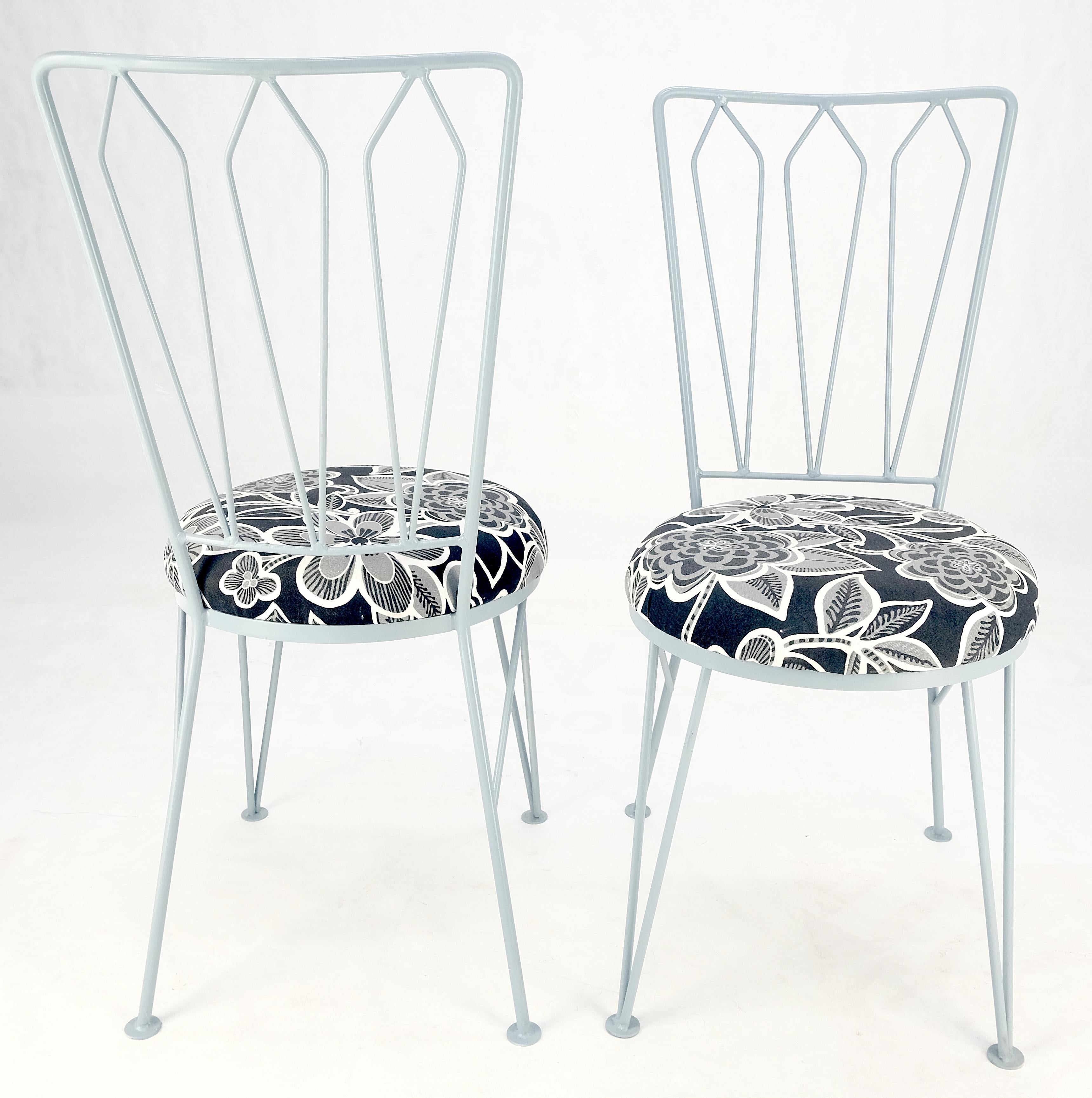 Set 6 Redone Woodard Mid Century Modern Steel Dining Chairs New Upholstery MINT In Good Condition For Sale In Rockaway, NJ